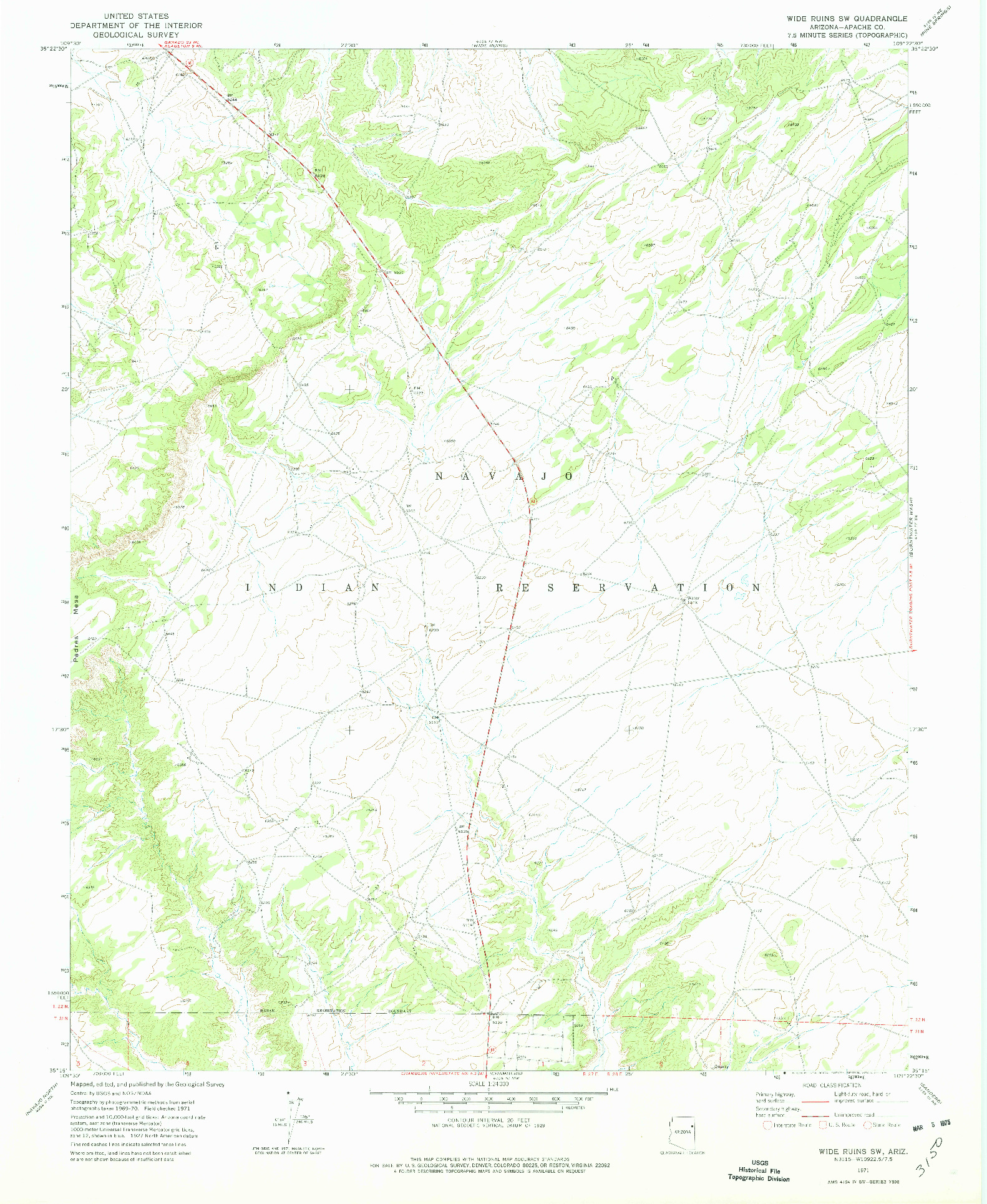 USGS 1:24000-SCALE QUADRANGLE FOR WIDE RUINS SW, AZ 1971