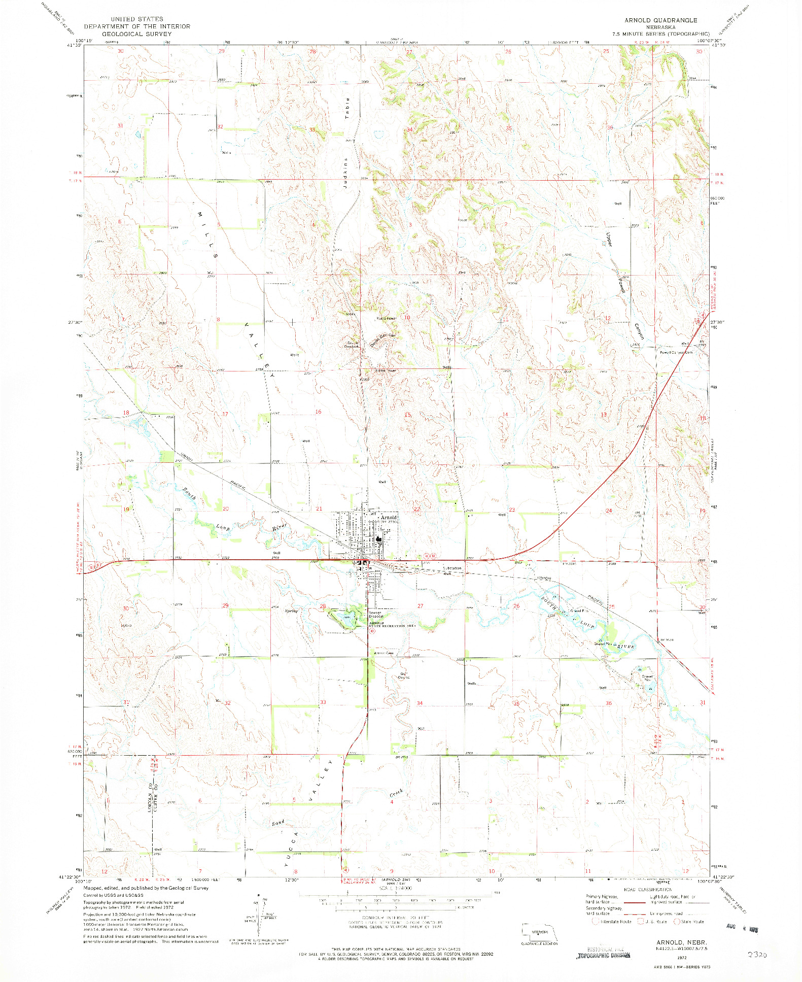 USGS 1:24000-SCALE QUADRANGLE FOR ARNOLD, NE 1972