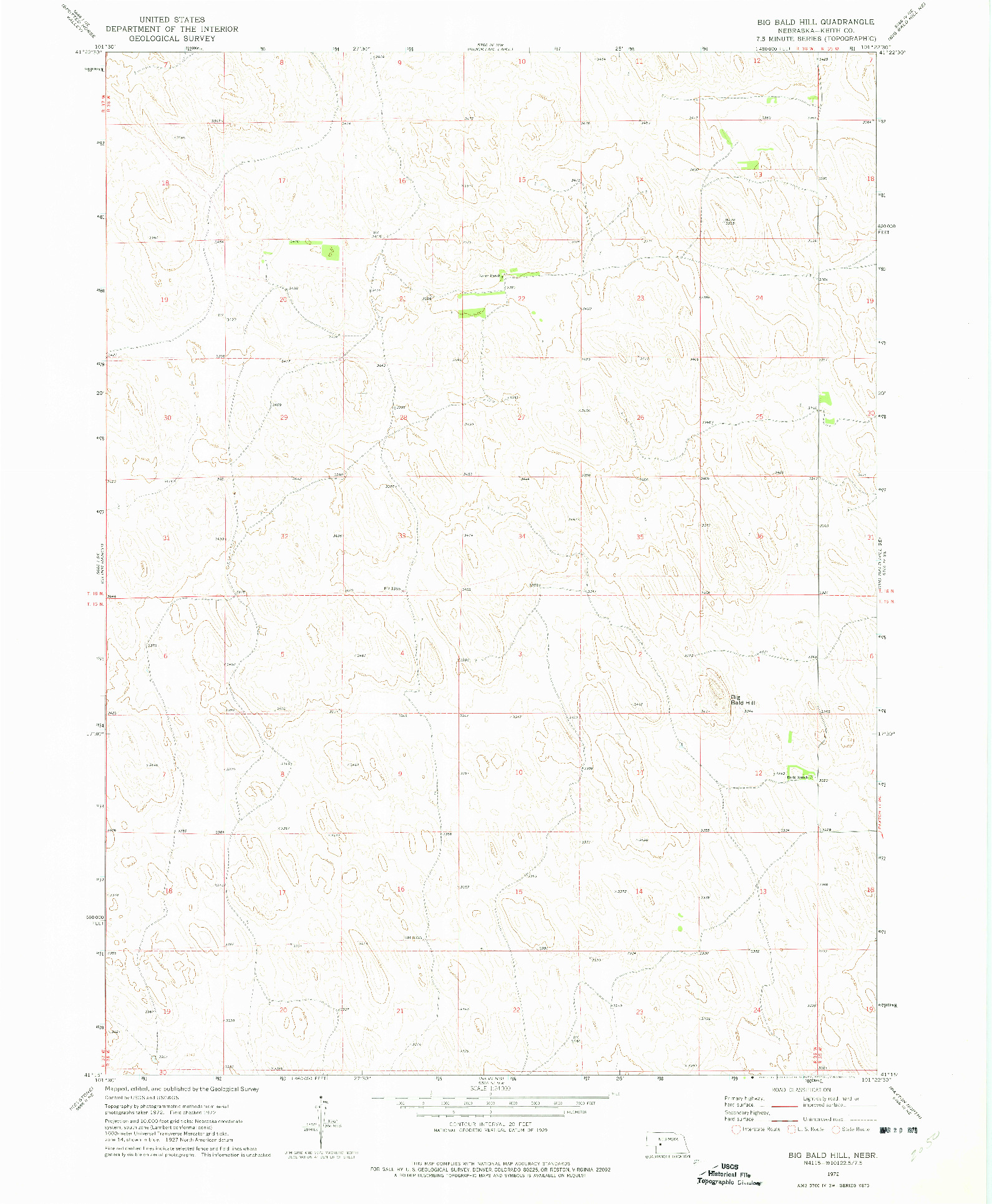 USGS 1:24000-SCALE QUADRANGLE FOR BIG BALD HILL, NE 1972