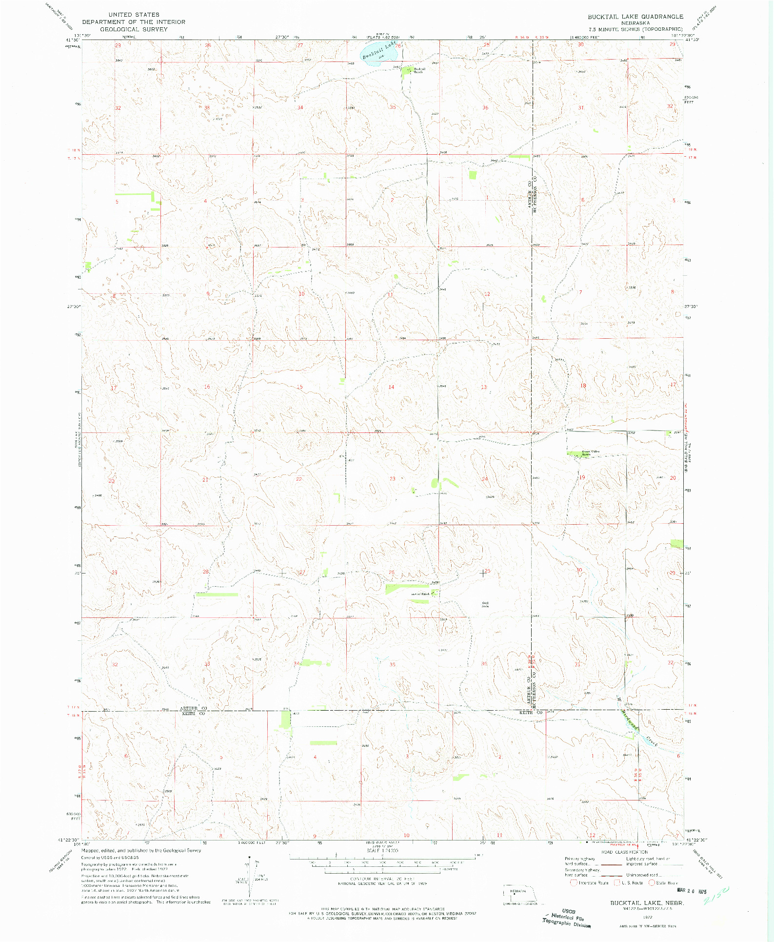 USGS 1:24000-SCALE QUADRANGLE FOR BUCKTAIL LAKE, NE 1972