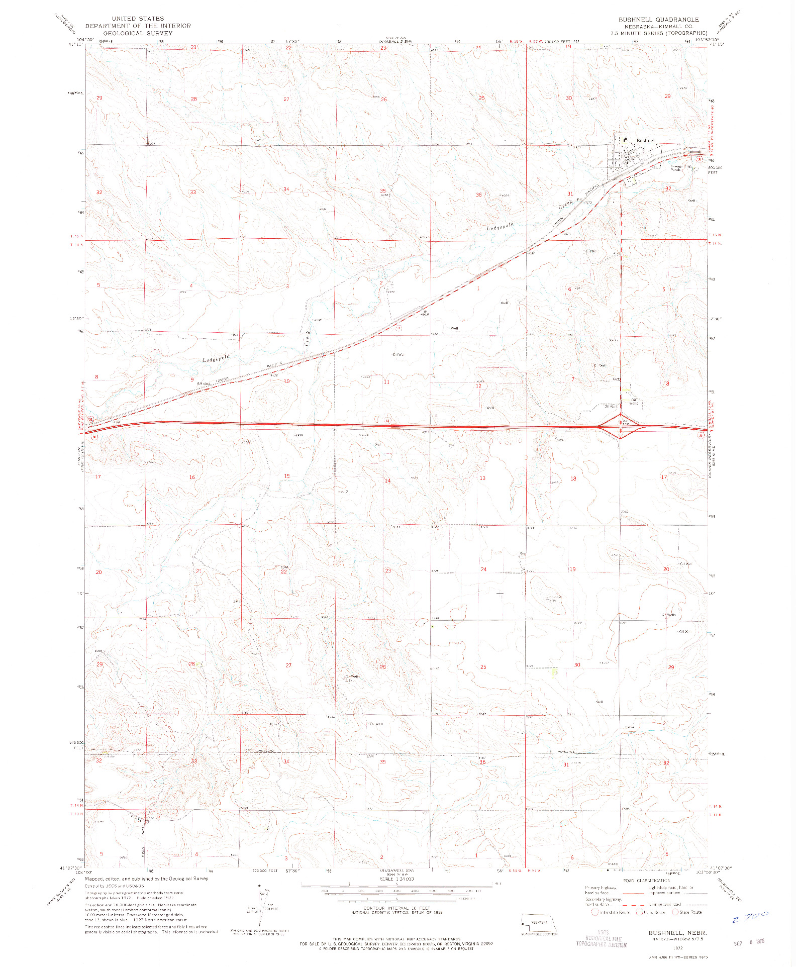 USGS 1:24000-SCALE QUADRANGLE FOR BUSHNELL, NE 1972