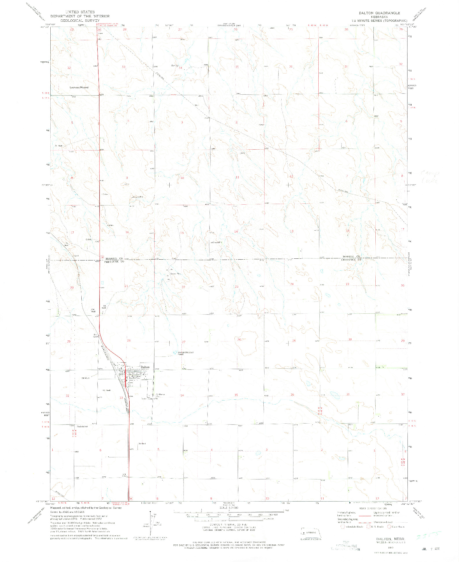 USGS 1:24000-SCALE QUADRANGLE FOR DALTON, NE 1972