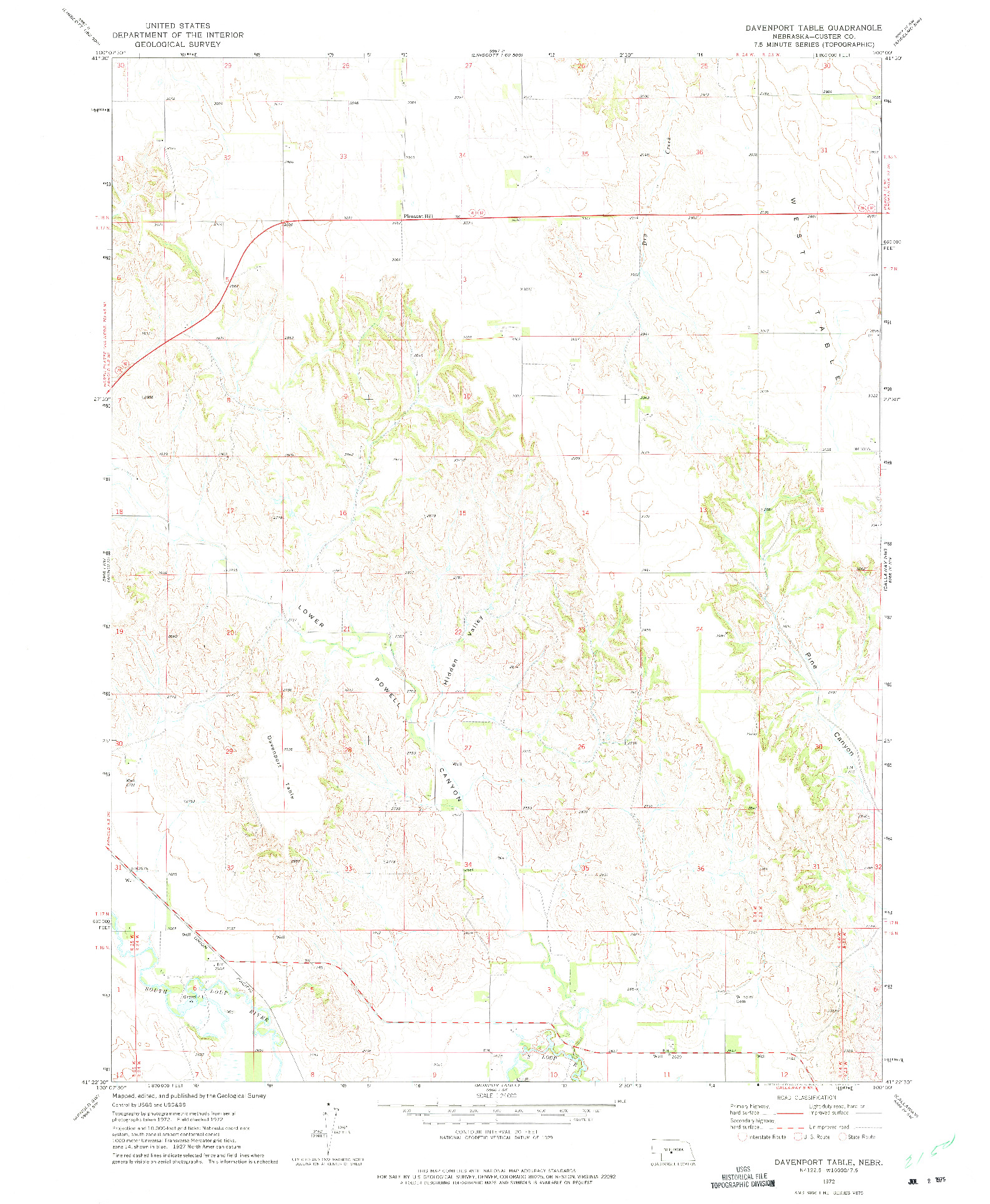 USGS 1:24000-SCALE QUADRANGLE FOR DAVENPORT TABLE, NE 1972