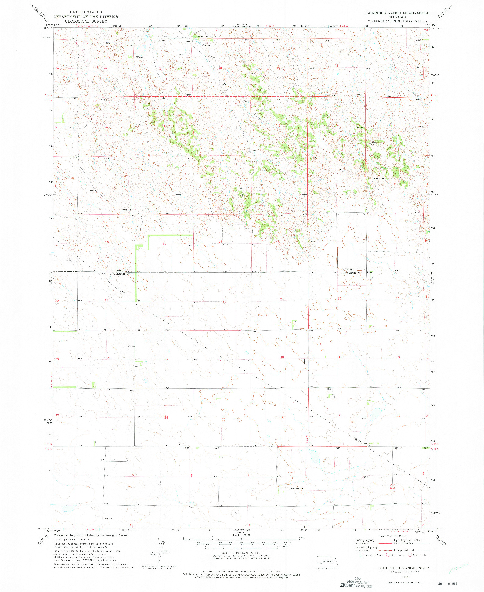 USGS 1:24000-SCALE QUADRANGLE FOR FAIRCHILD RANCH, NE 1972