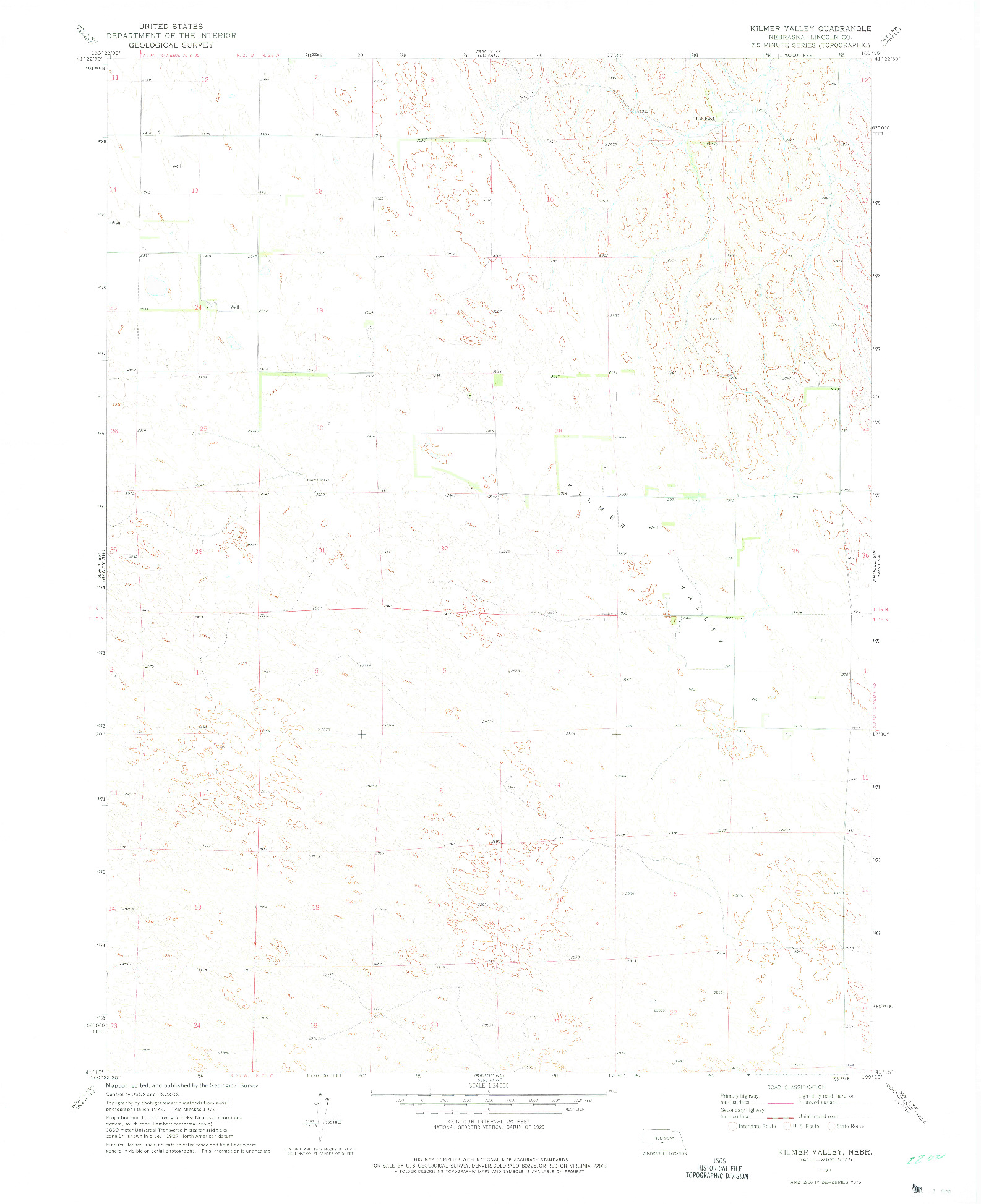 USGS 1:24000-SCALE QUADRANGLE FOR KILMER VALLEY, NE 1972