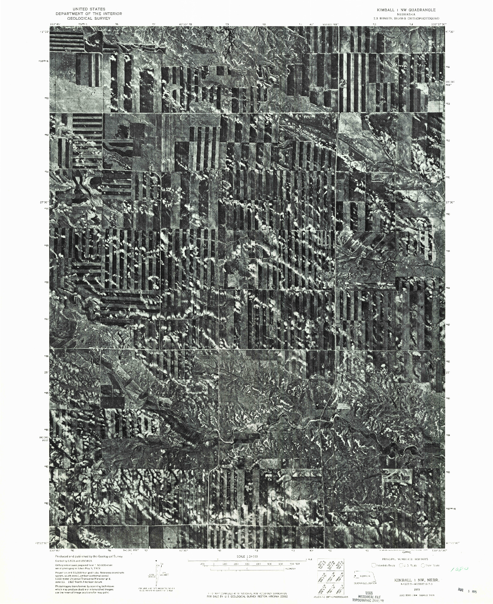 USGS 1:24000-SCALE QUADRANGLE FOR KIMBALL 1 NW, NE 1973