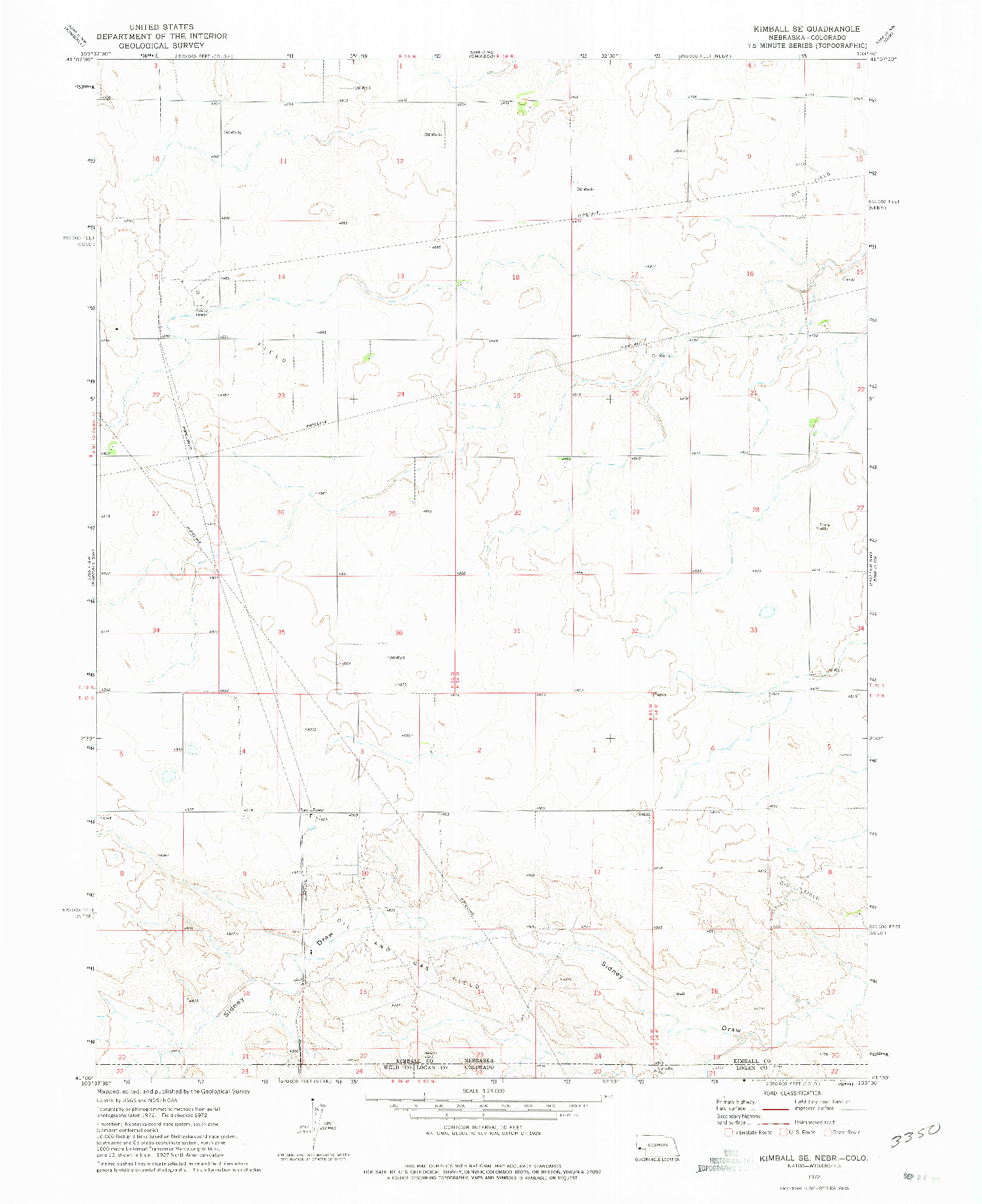 USGS 1:24000-SCALE QUADRANGLE FOR KIMBALL SE, NE 1972