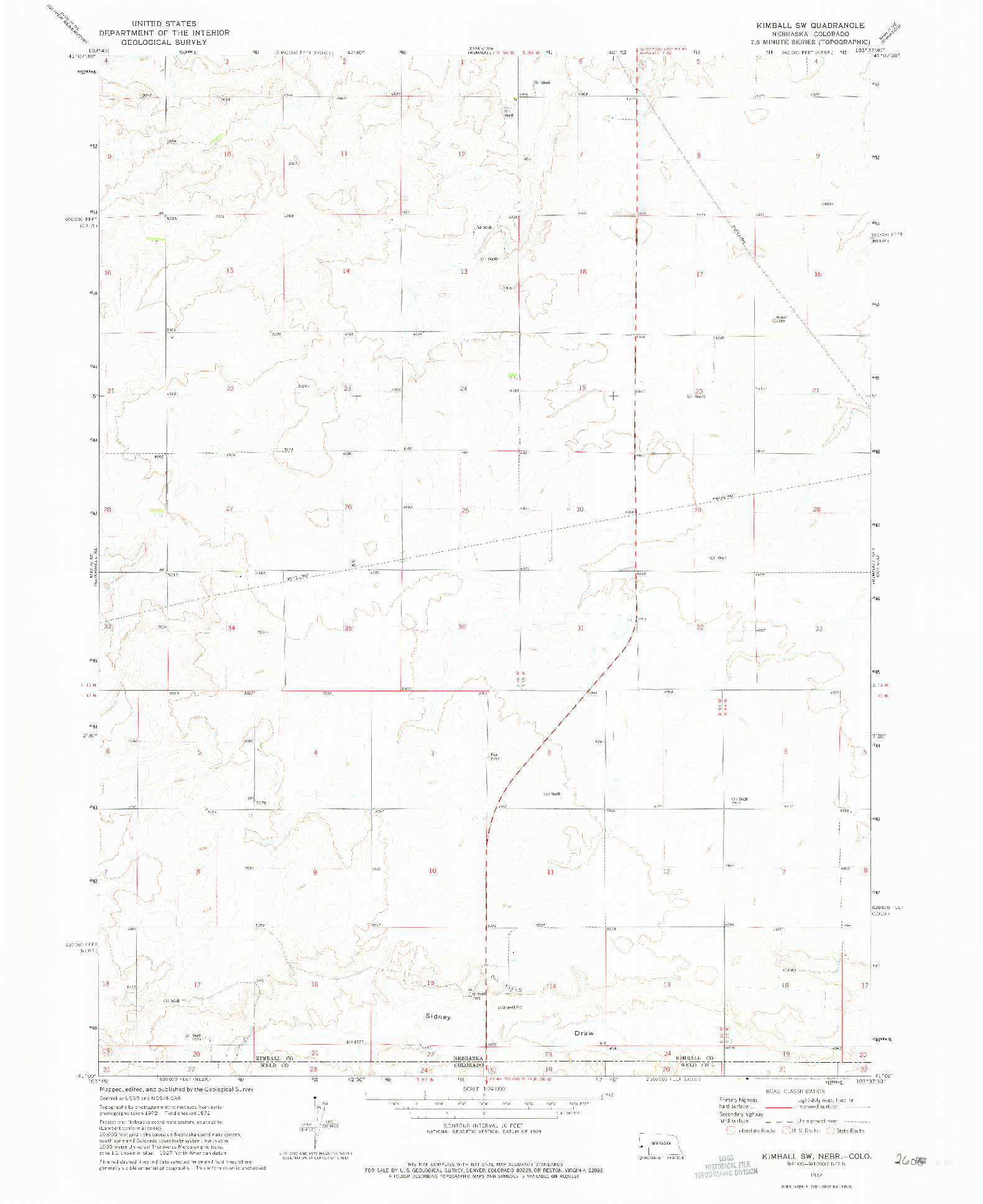 USGS 1:24000-SCALE QUADRANGLE FOR KIMBALL SW, NE 1972
