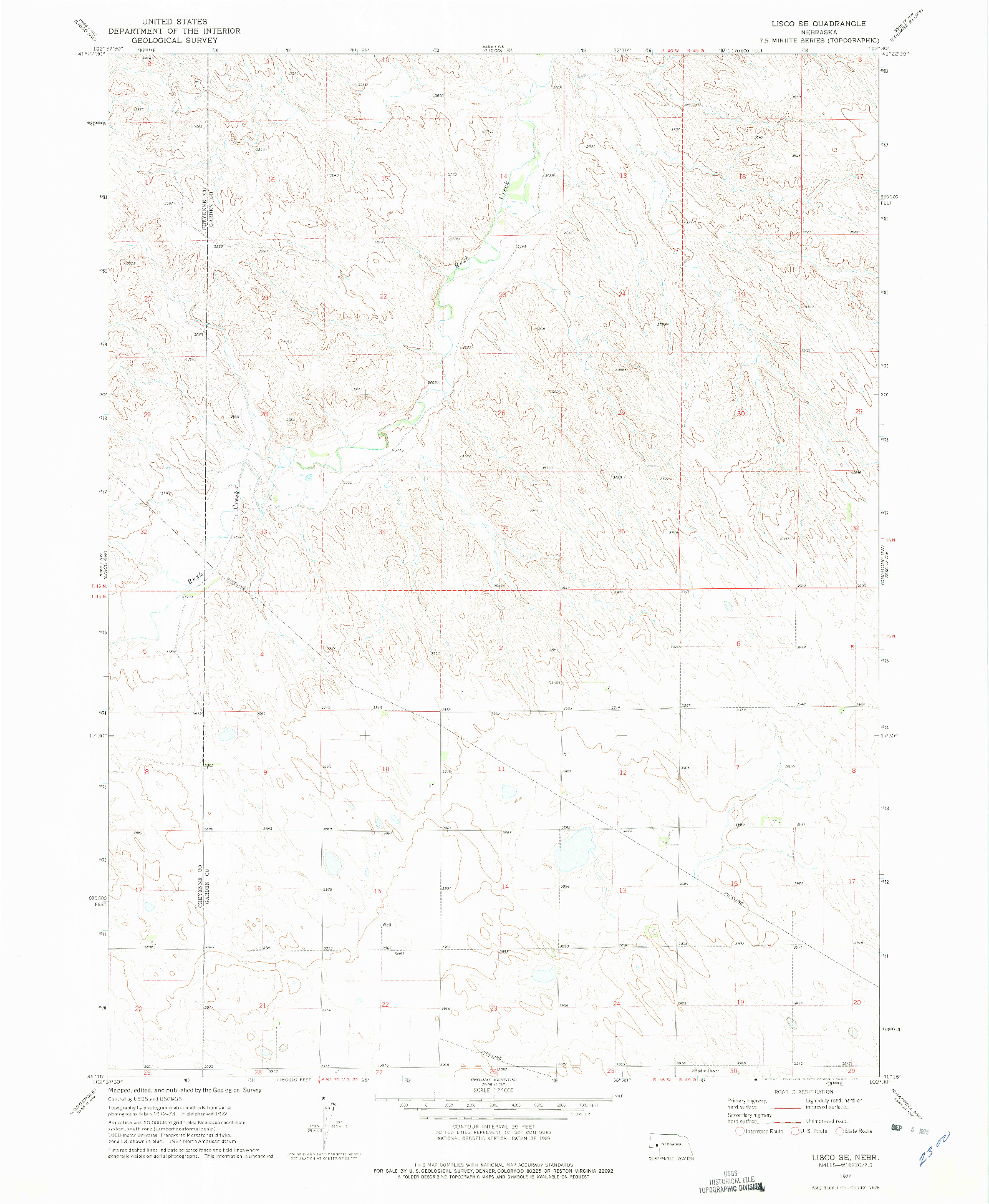 USGS 1:24000-SCALE QUADRANGLE FOR LISCO SE, NE 1972