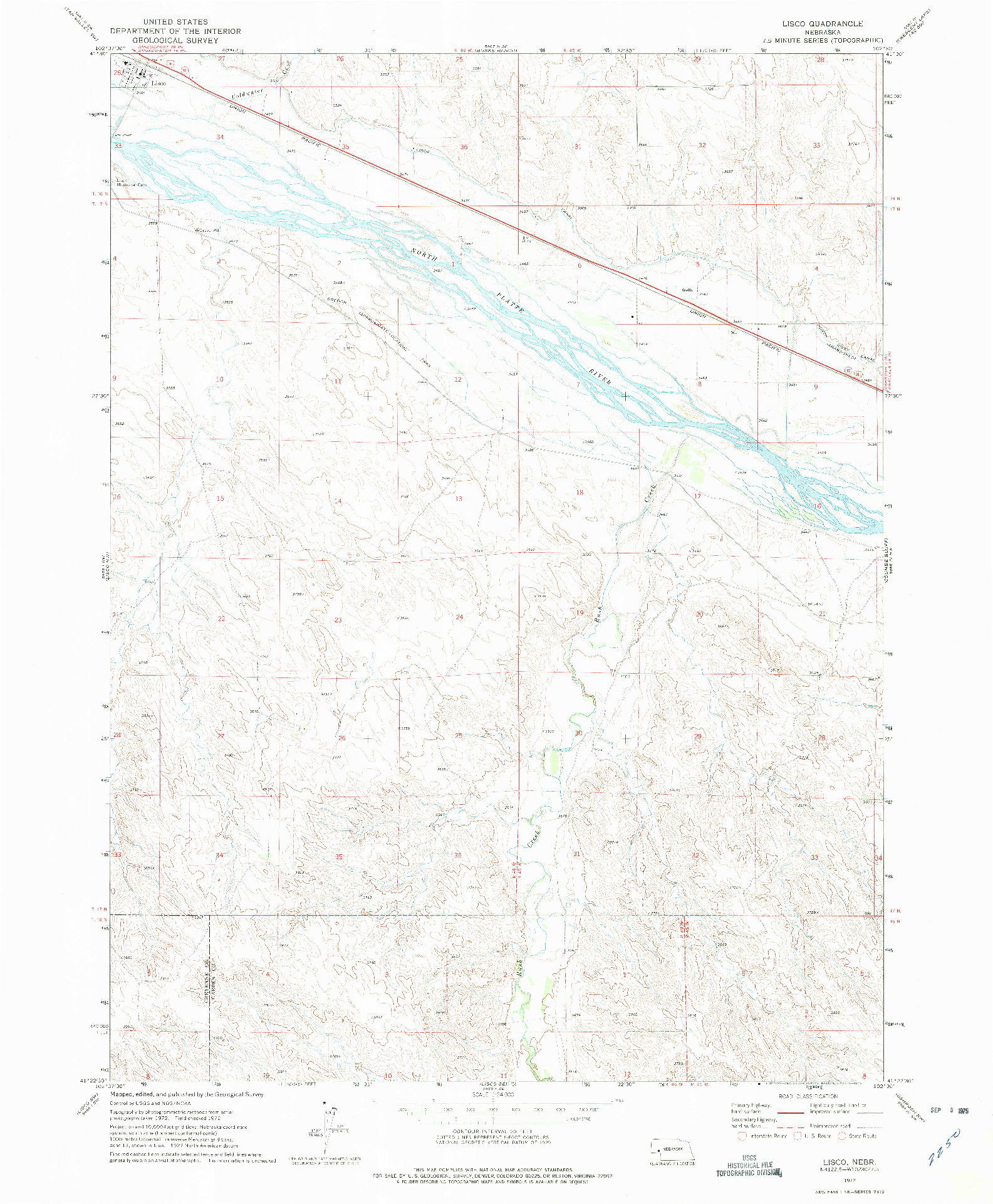 USGS 1:24000-SCALE QUADRANGLE FOR LISCO, NE 1972