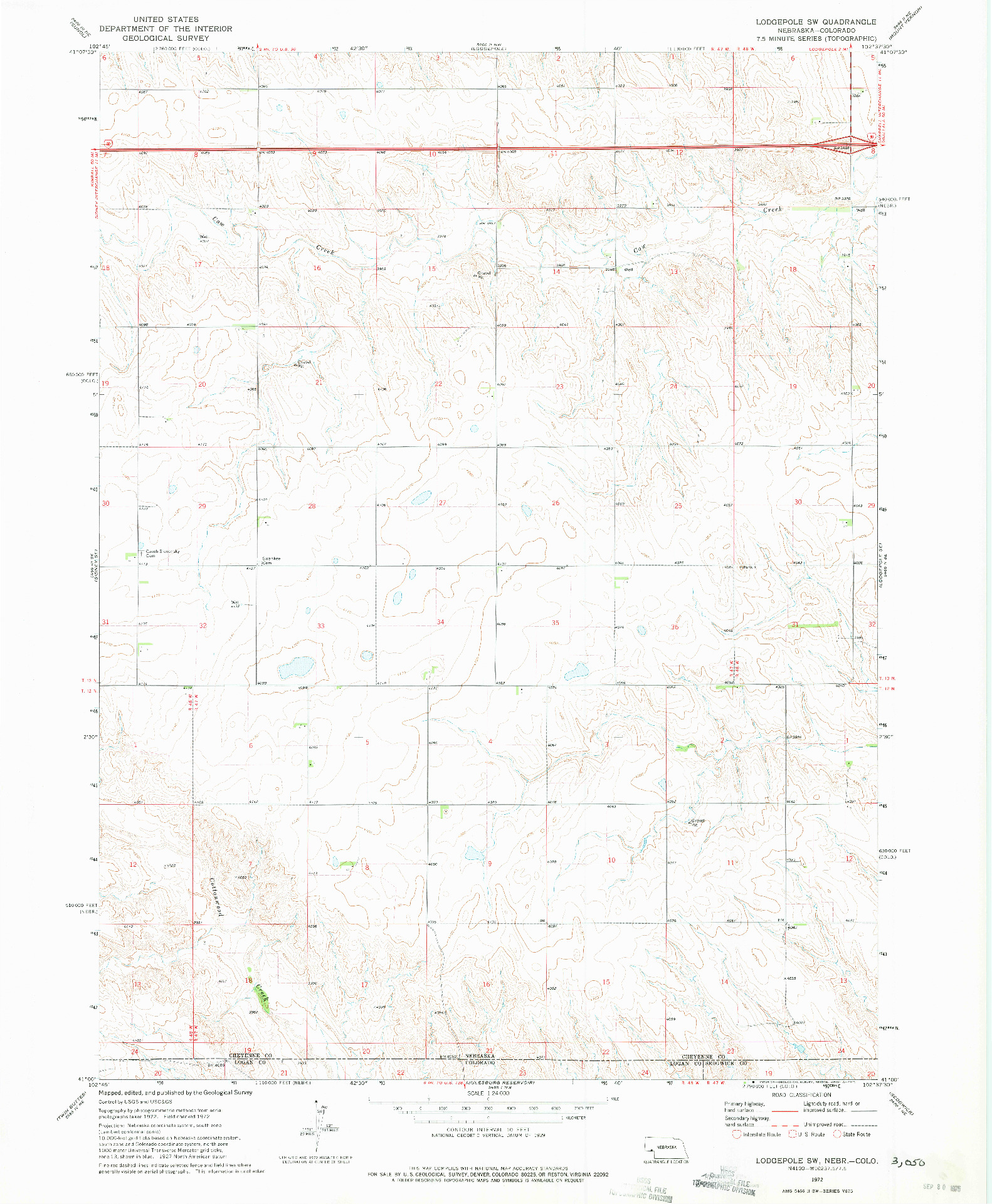USGS 1:24000-SCALE QUADRANGLE FOR LODGEPOLE SW, NE 1972
