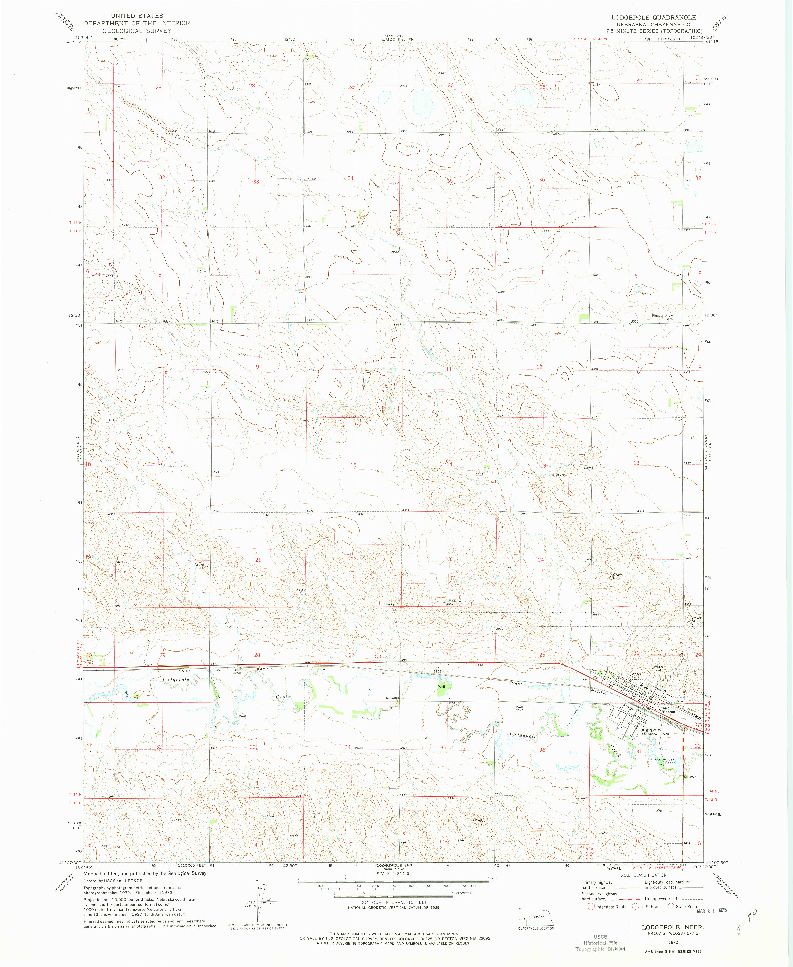 USGS 1:24000-SCALE QUADRANGLE FOR LODGEPOLE, NE 1972