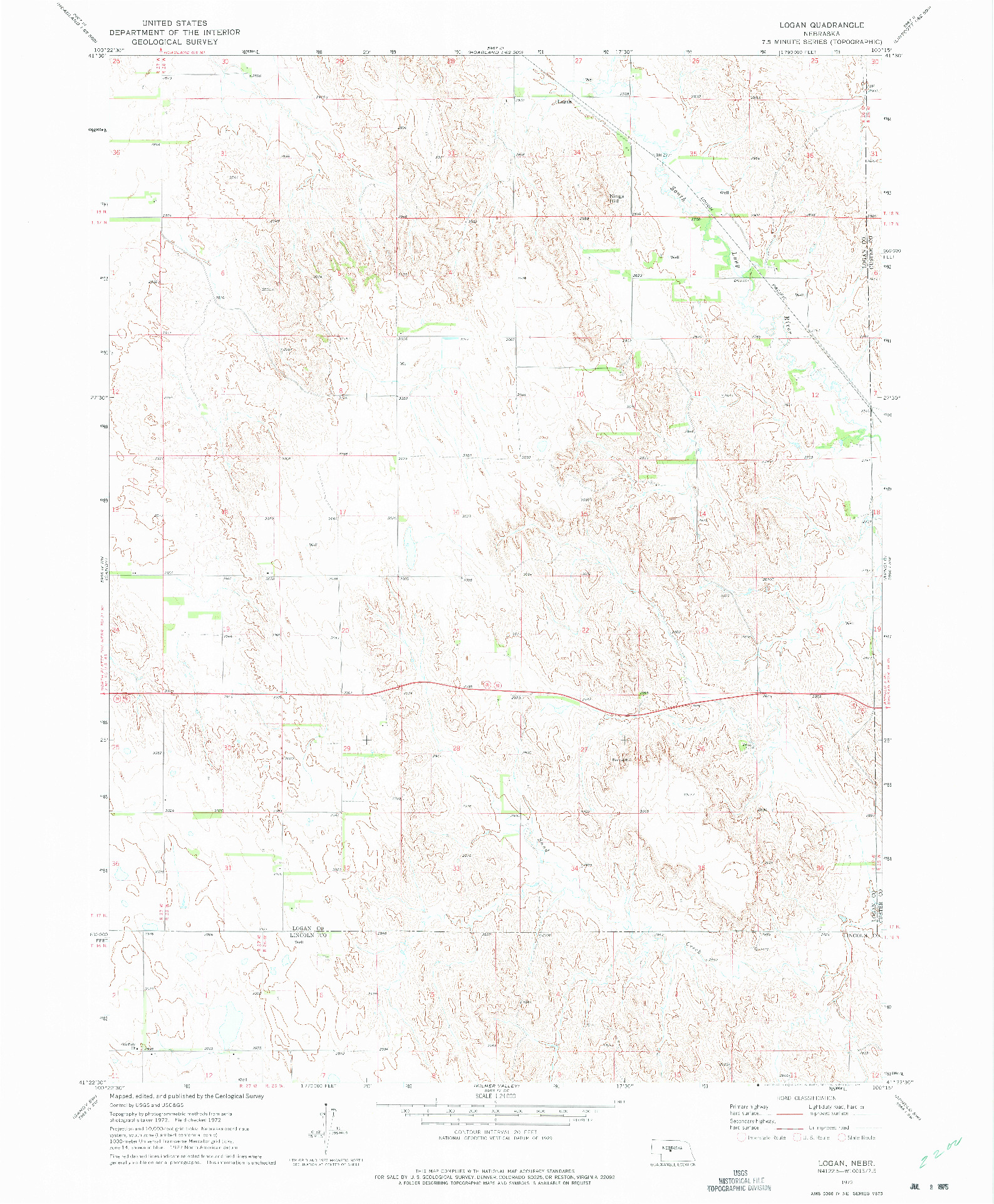 USGS 1:24000-SCALE QUADRANGLE FOR LOGAN, NE 1972