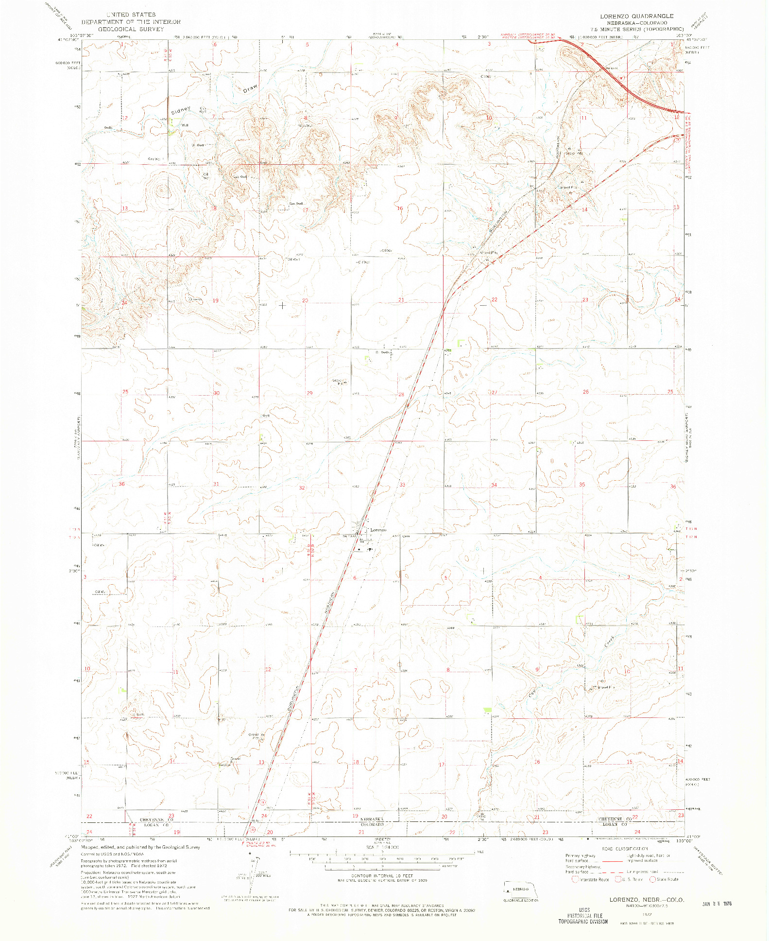 USGS 1:24000-SCALE QUADRANGLE FOR LORENZO, NE 1972