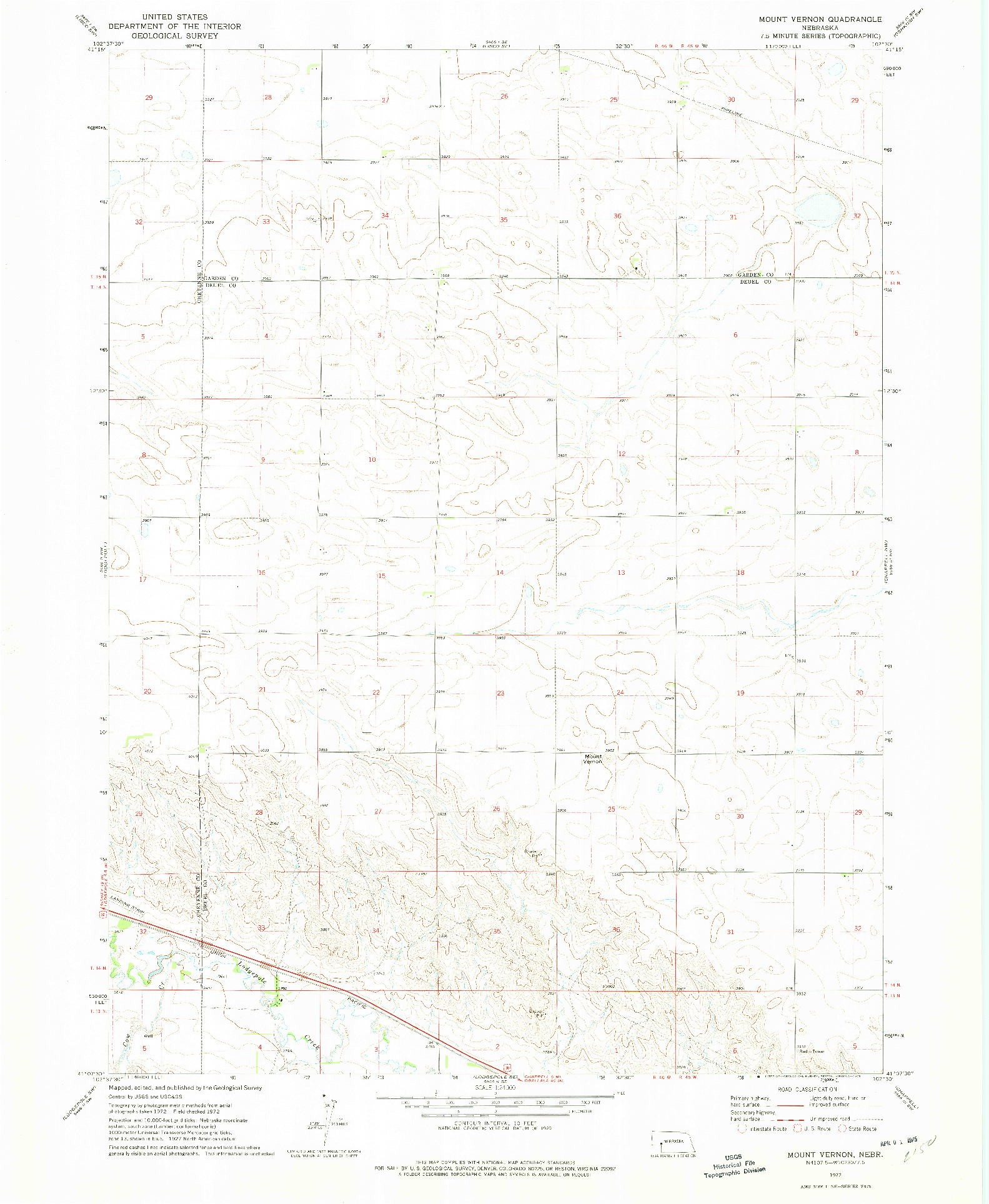 USGS 1:24000-SCALE QUADRANGLE FOR MOUNT VERNON, NE 1972