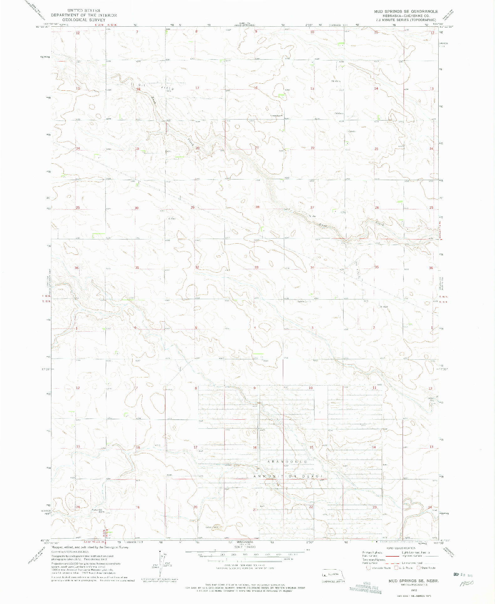 USGS 1:24000-SCALE QUADRANGLE FOR MUD SPRINGS SE, NE 1972