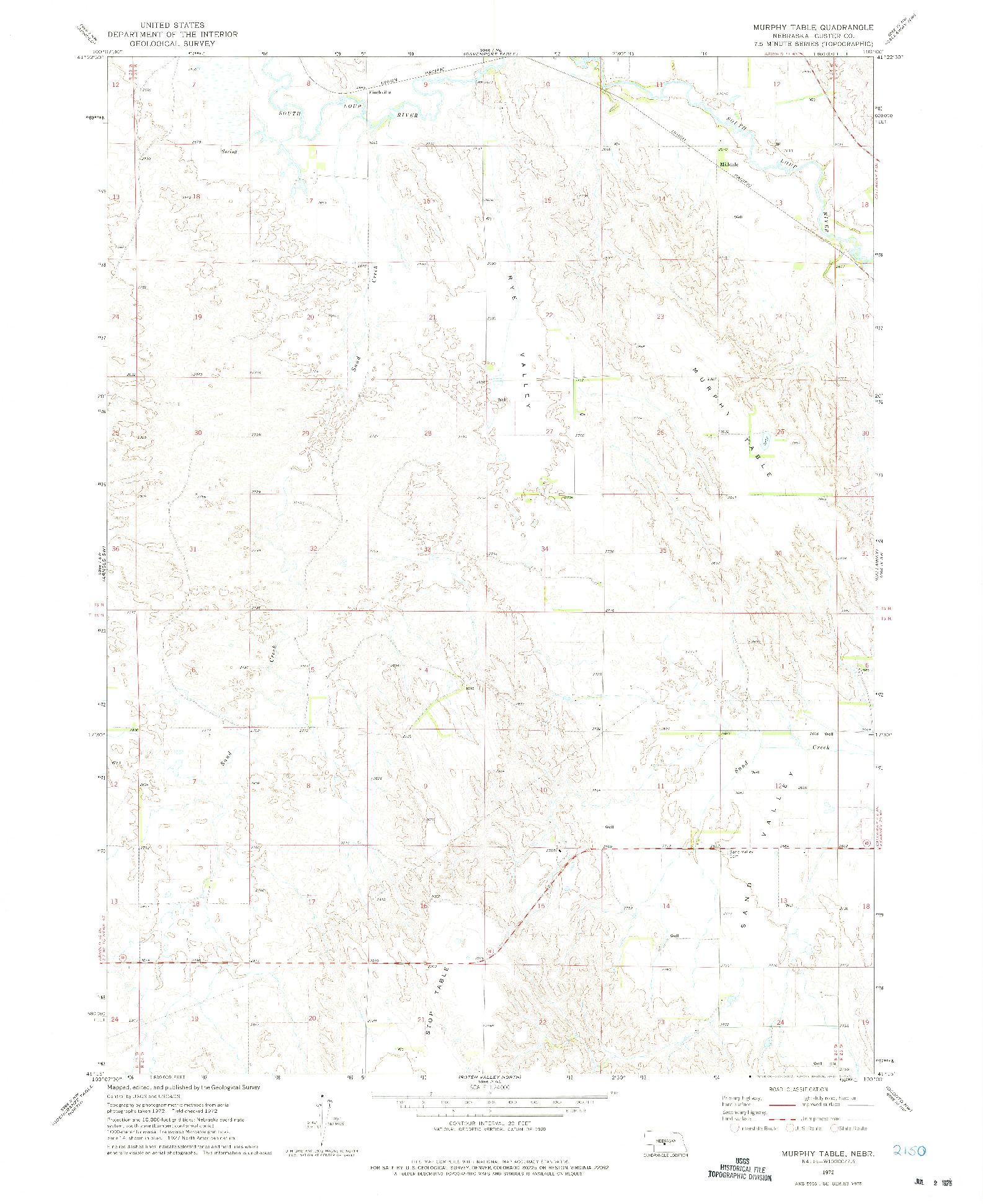 USGS 1:24000-SCALE QUADRANGLE FOR MURPHY TABLE, NE 1972