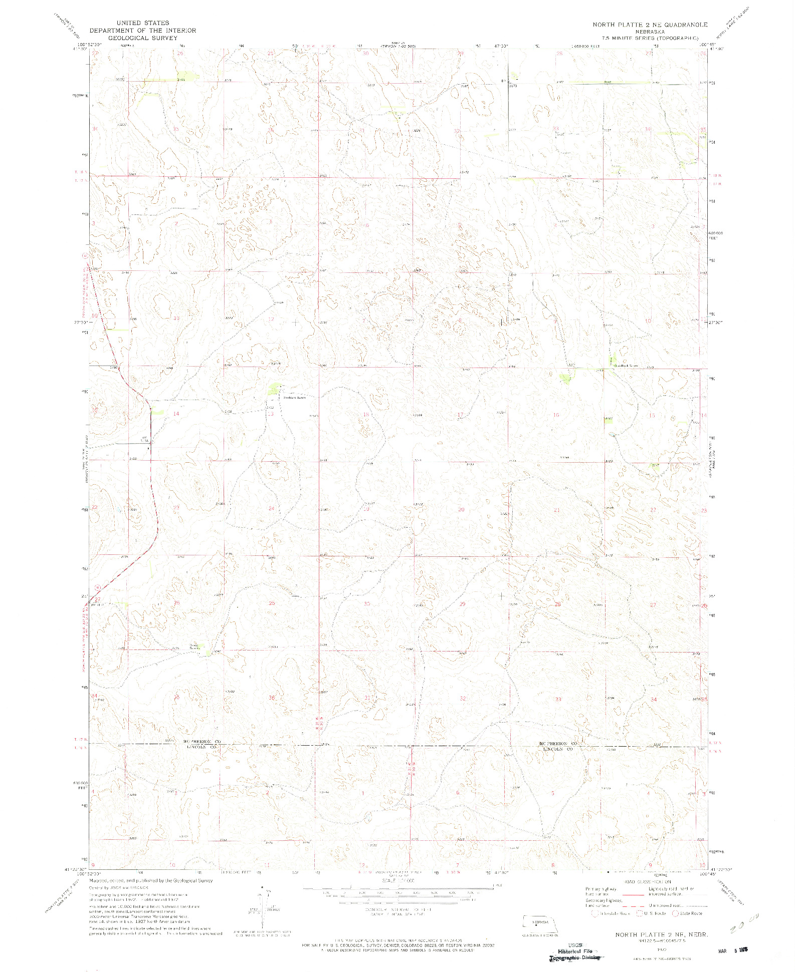 USGS 1:24000-SCALE QUADRANGLE FOR NORTH PLATTE 2 NE, NE 1972