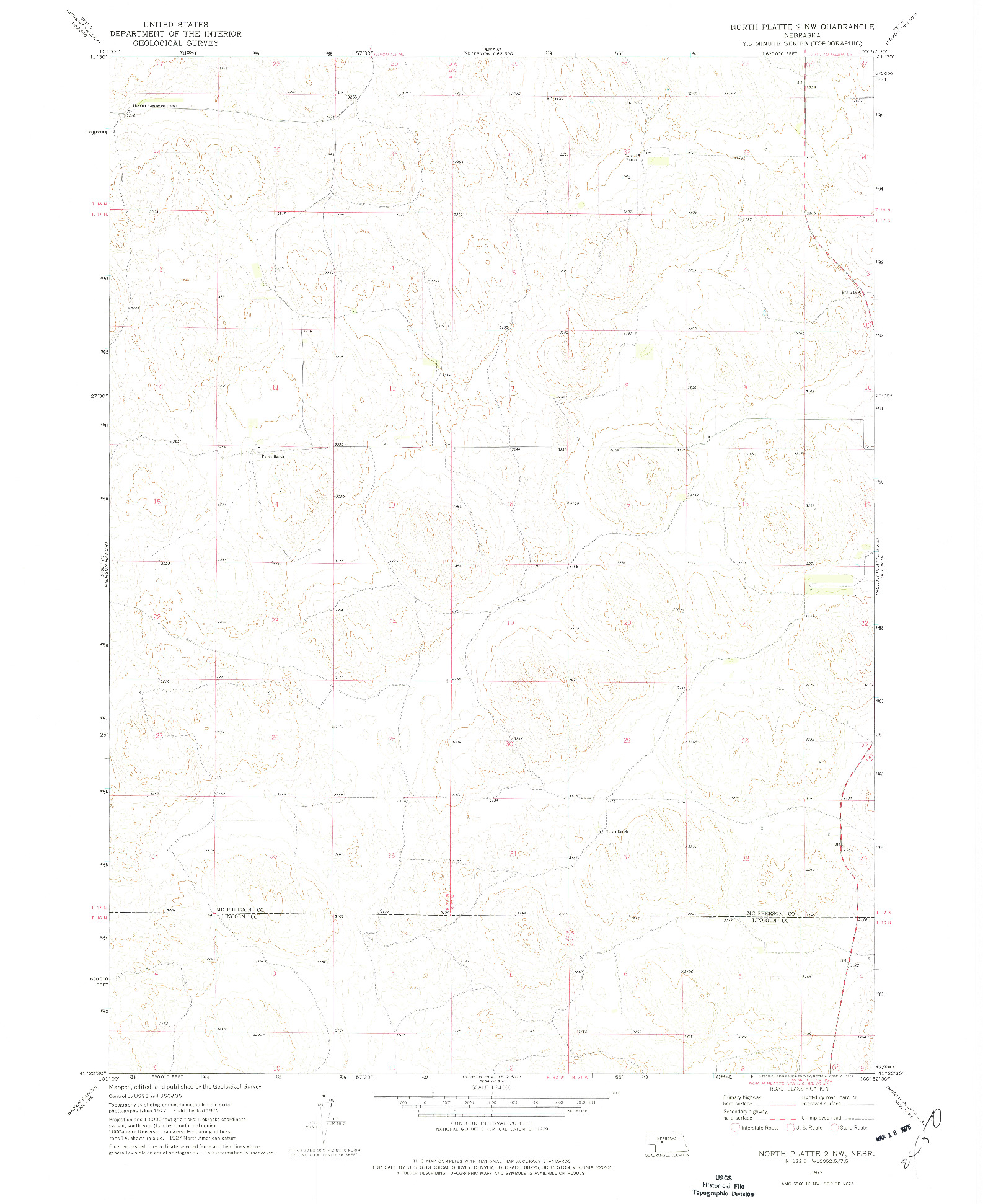 USGS 1:24000-SCALE QUADRANGLE FOR NORTH PLATTE 2 NW, NE 1972