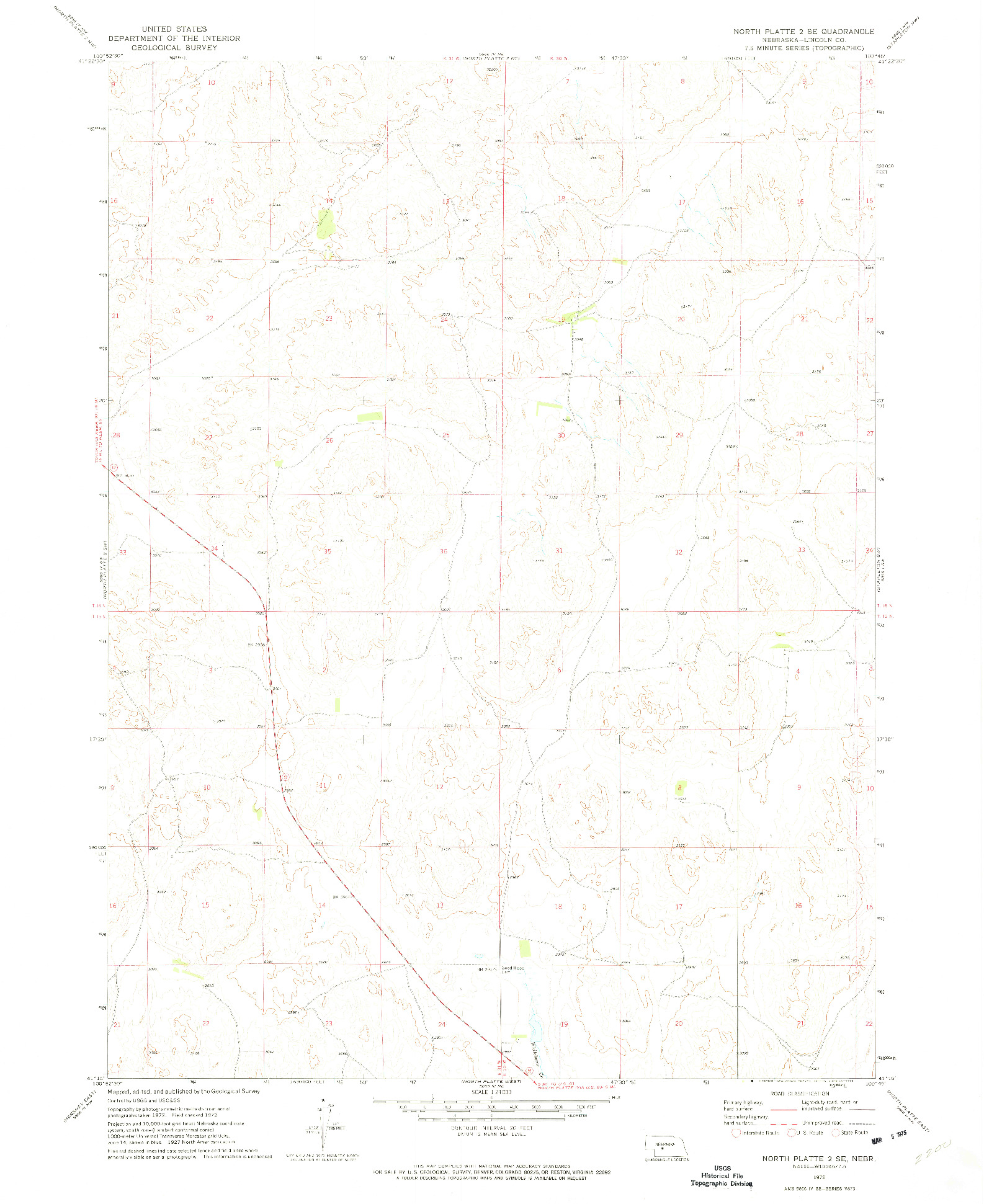 USGS 1:24000-SCALE QUADRANGLE FOR NORTH PLATTE 2 SE, NE 1972