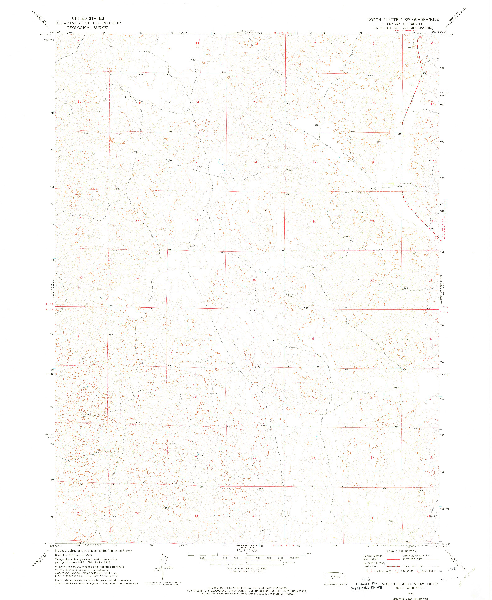USGS 1:24000-SCALE QUADRANGLE FOR NORTH PLATTE 2 SW, NE 1972