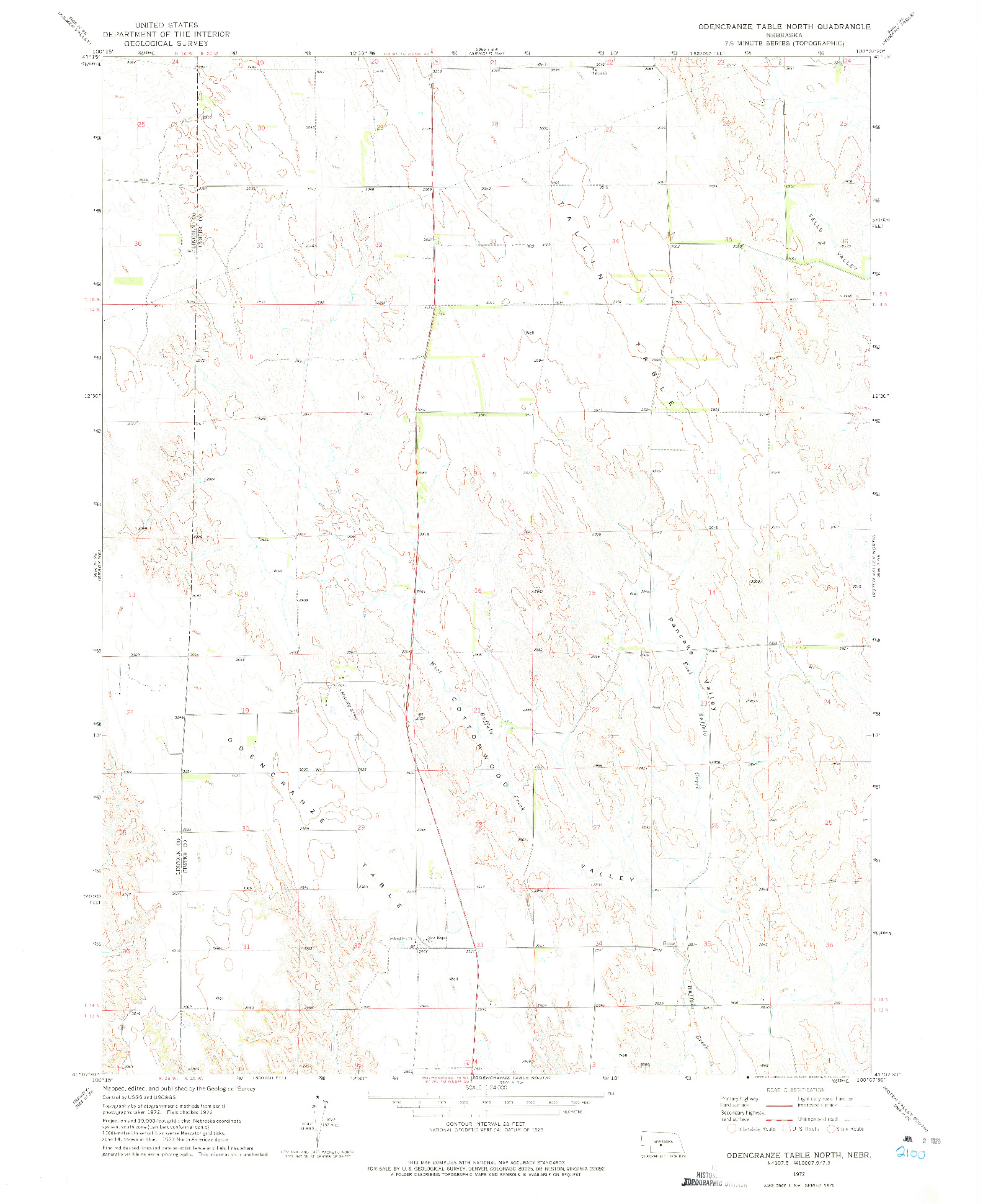 USGS 1:24000-SCALE QUADRANGLE FOR ODENCRANZE TABLE NORTH, NE 1972