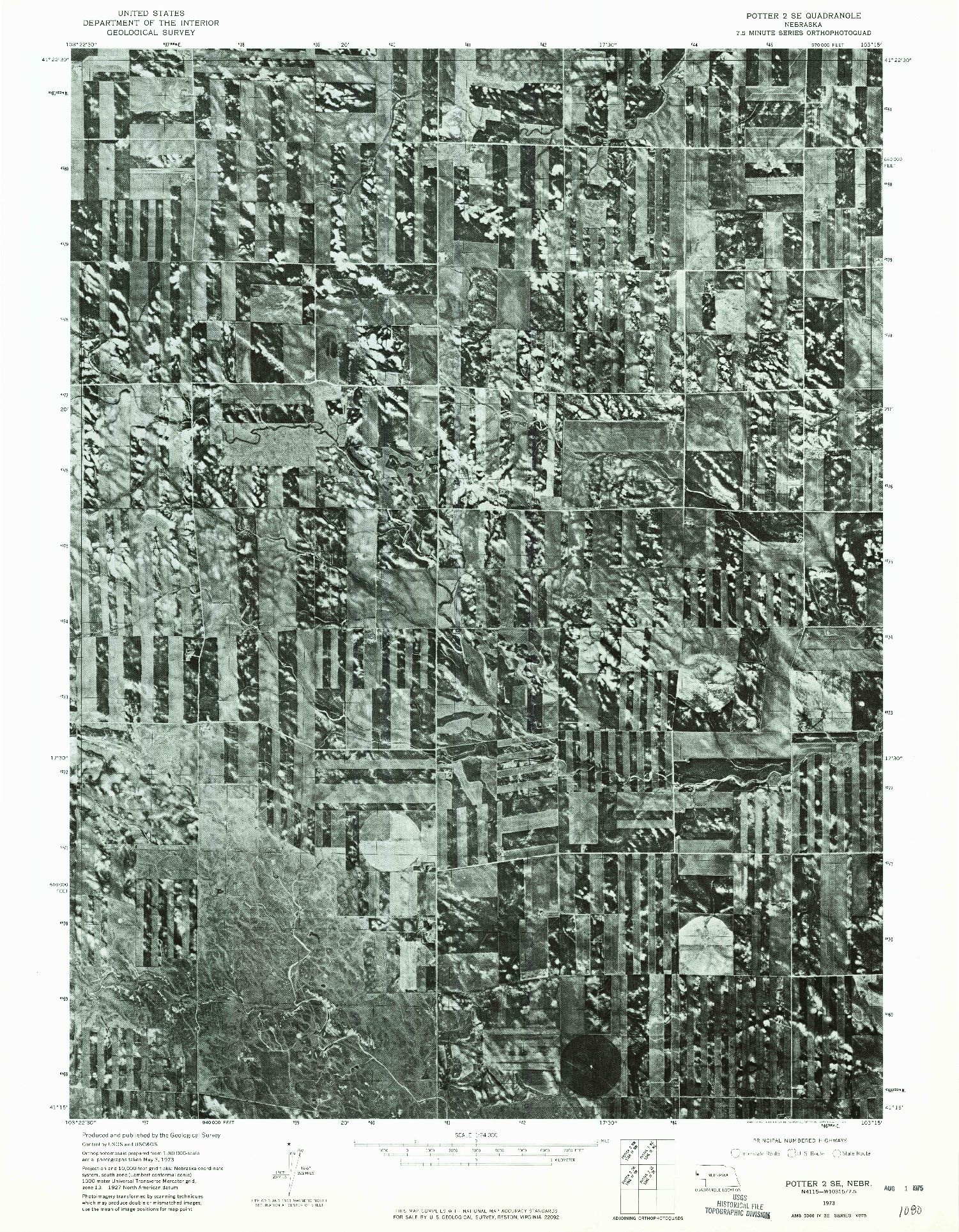 USGS 1:24000-SCALE QUADRANGLE FOR POTTER 2 SE, NE 1973