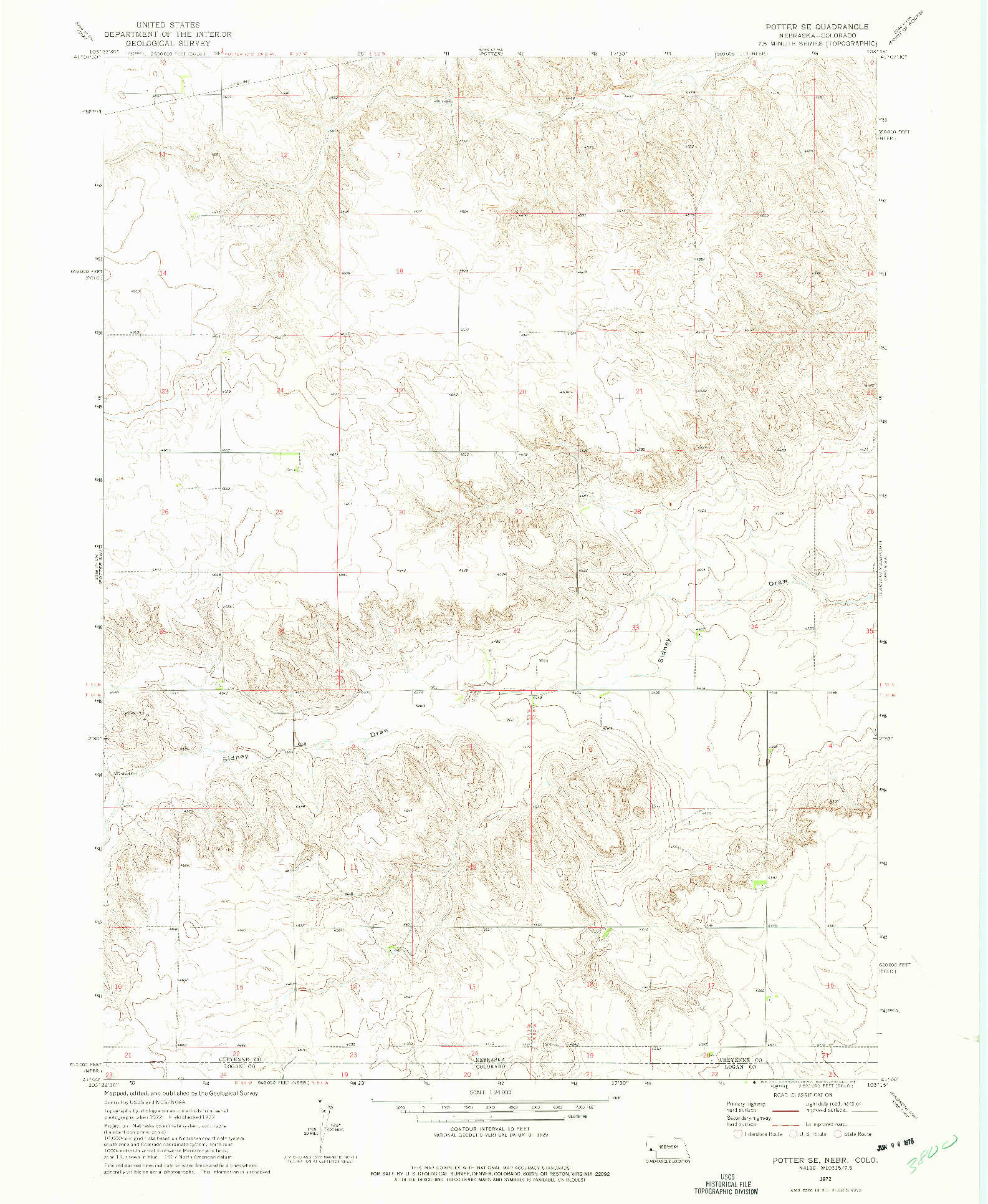 USGS 1:24000-SCALE QUADRANGLE FOR POTTER SE, NE 1972