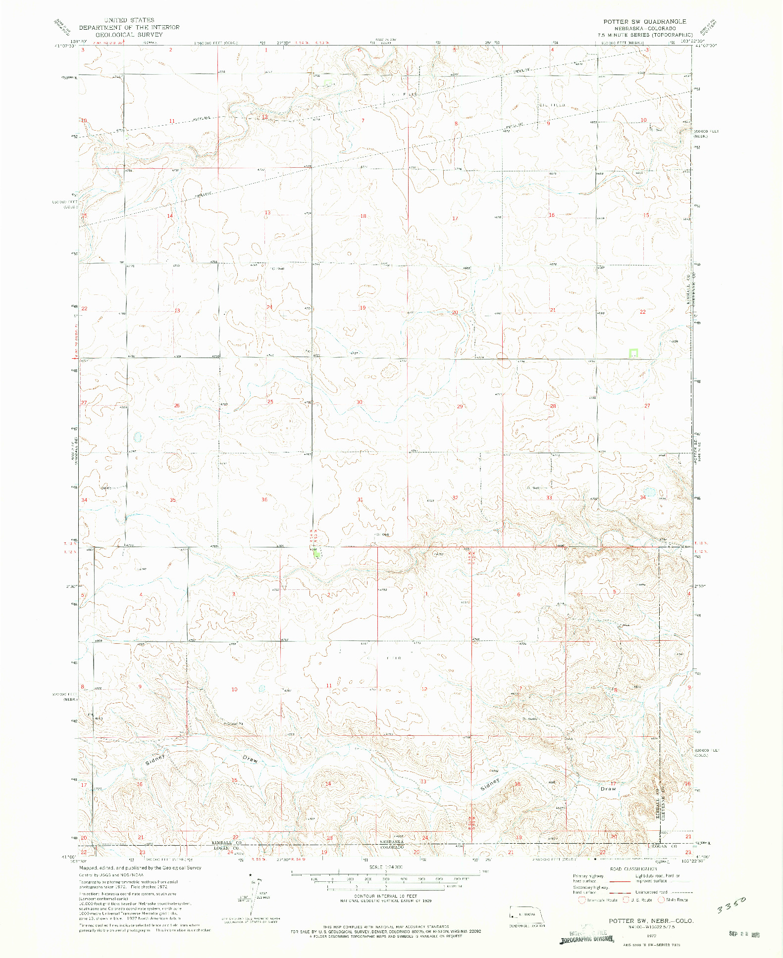 USGS 1:24000-SCALE QUADRANGLE FOR POTTER SW, NE 1972