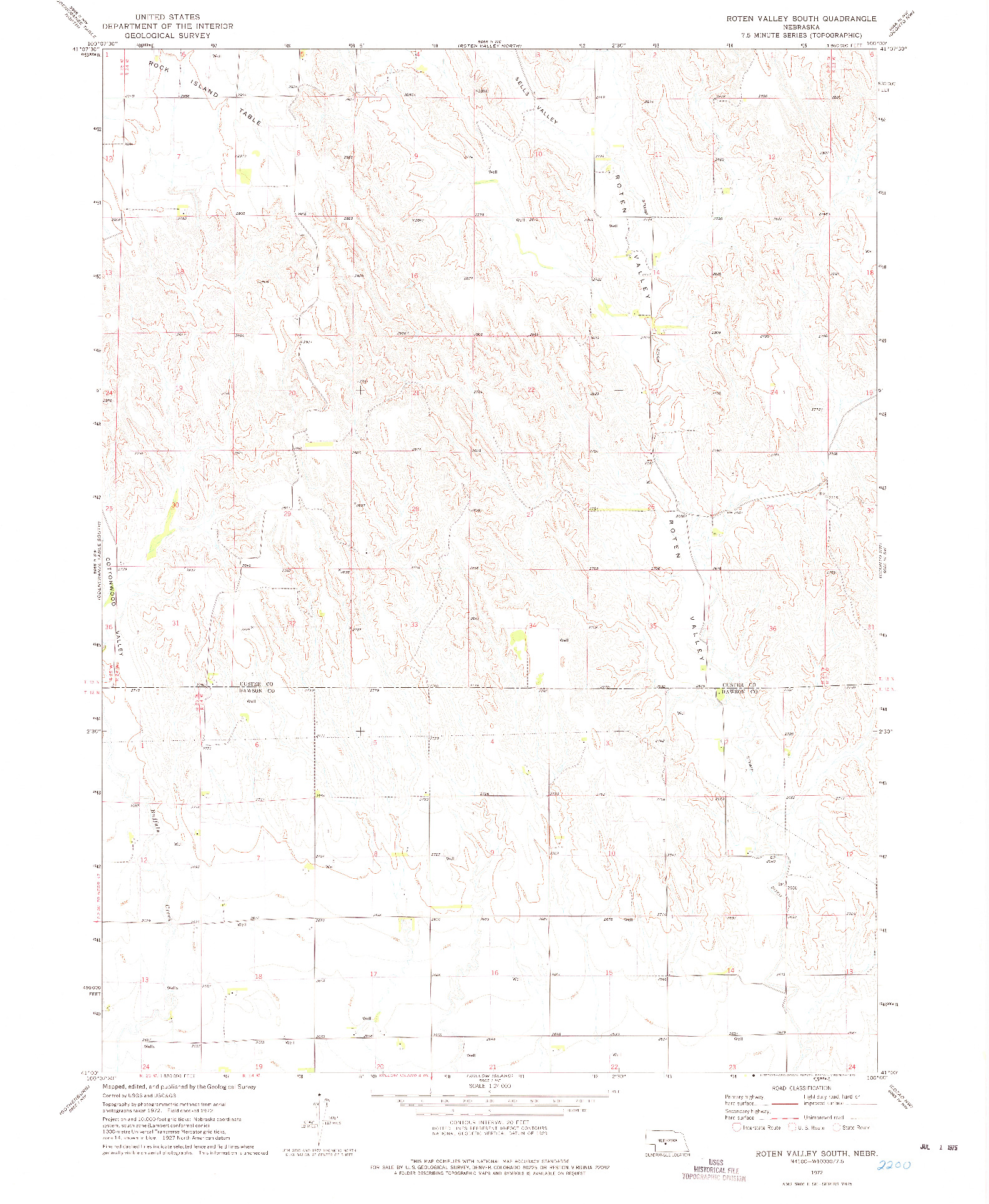 USGS 1:24000-SCALE QUADRANGLE FOR ROTEN VALLEY SOUTH, NE 1972