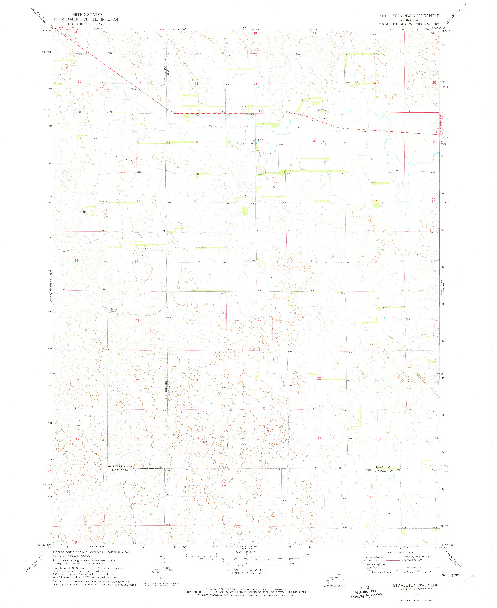 USGS 1:24000-SCALE QUADRANGLE FOR STAPLETON NW, NE 1972