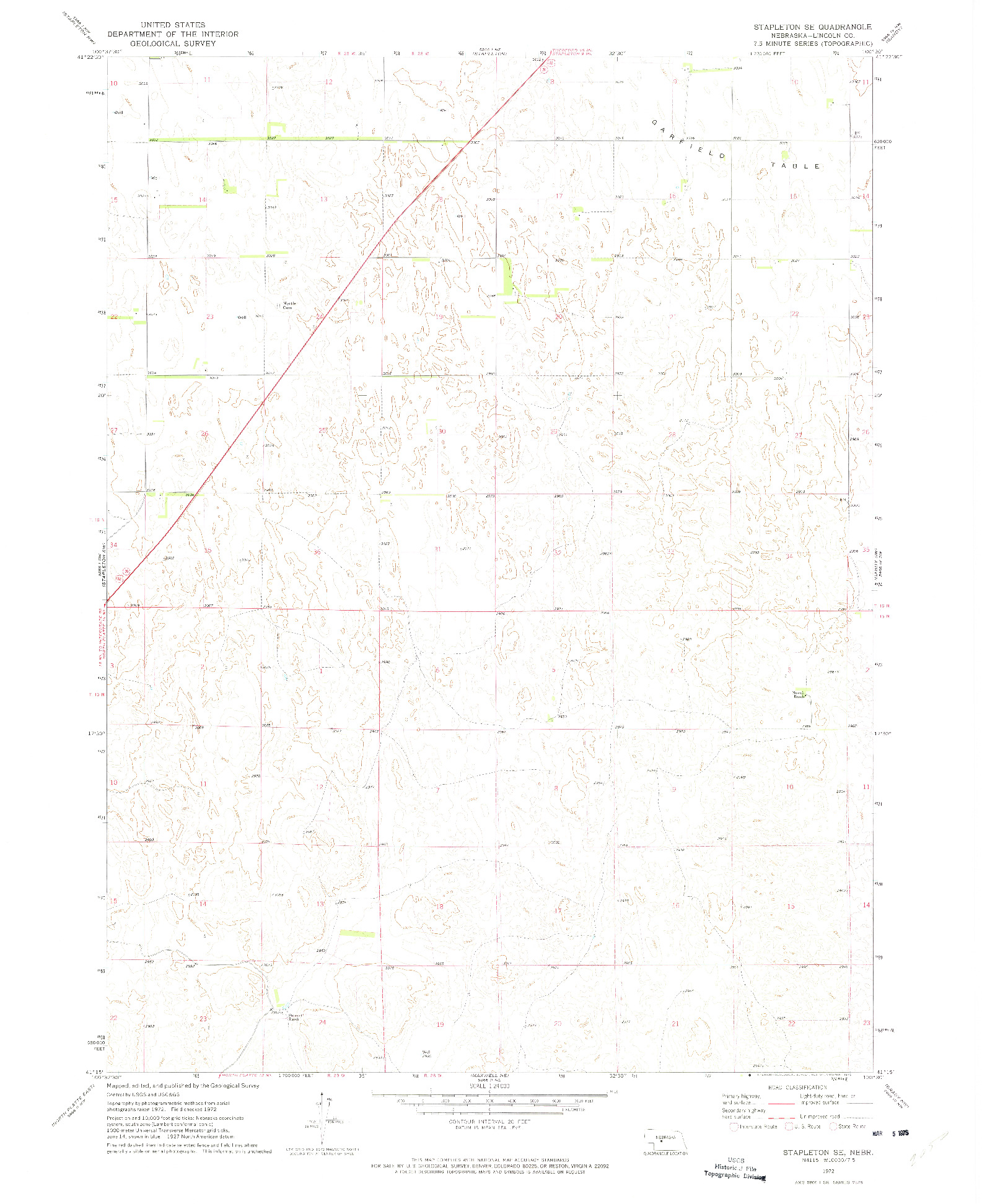 USGS 1:24000-SCALE QUADRANGLE FOR STAPLETON SE, NE 1972