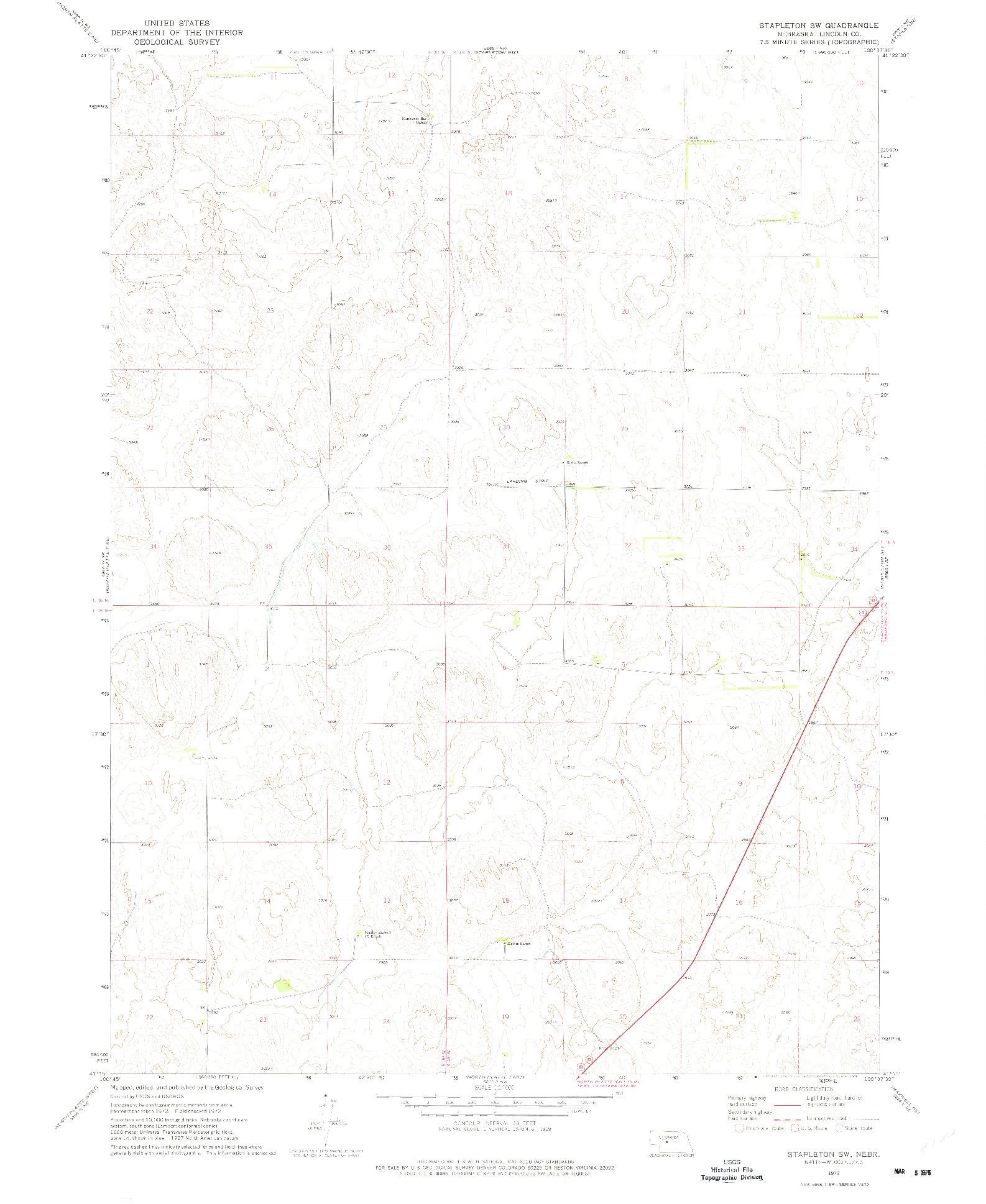 USGS 1:24000-SCALE QUADRANGLE FOR STAPLETON SW, NE 1972
