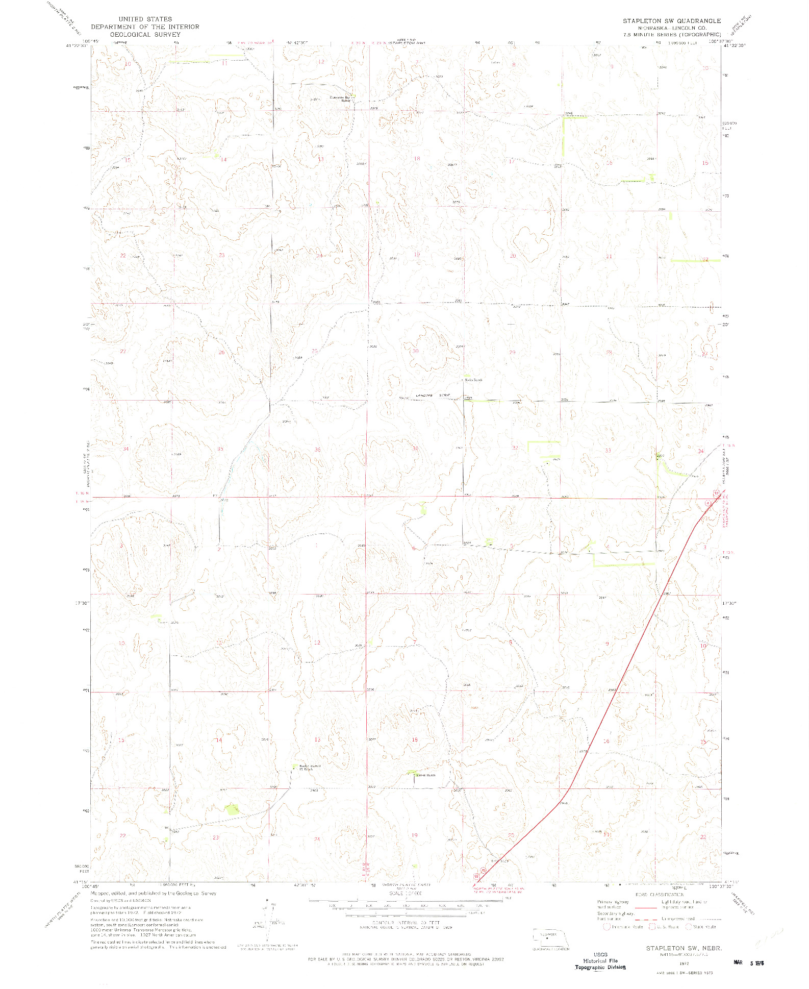 USGS 1:24000-SCALE QUADRANGLE FOR STAPLETON SW, NE 1972