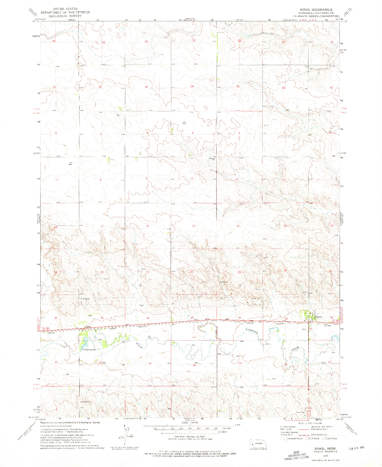 USGS 1:24000-SCALE QUADRANGLE FOR SUNOL, NE 1972