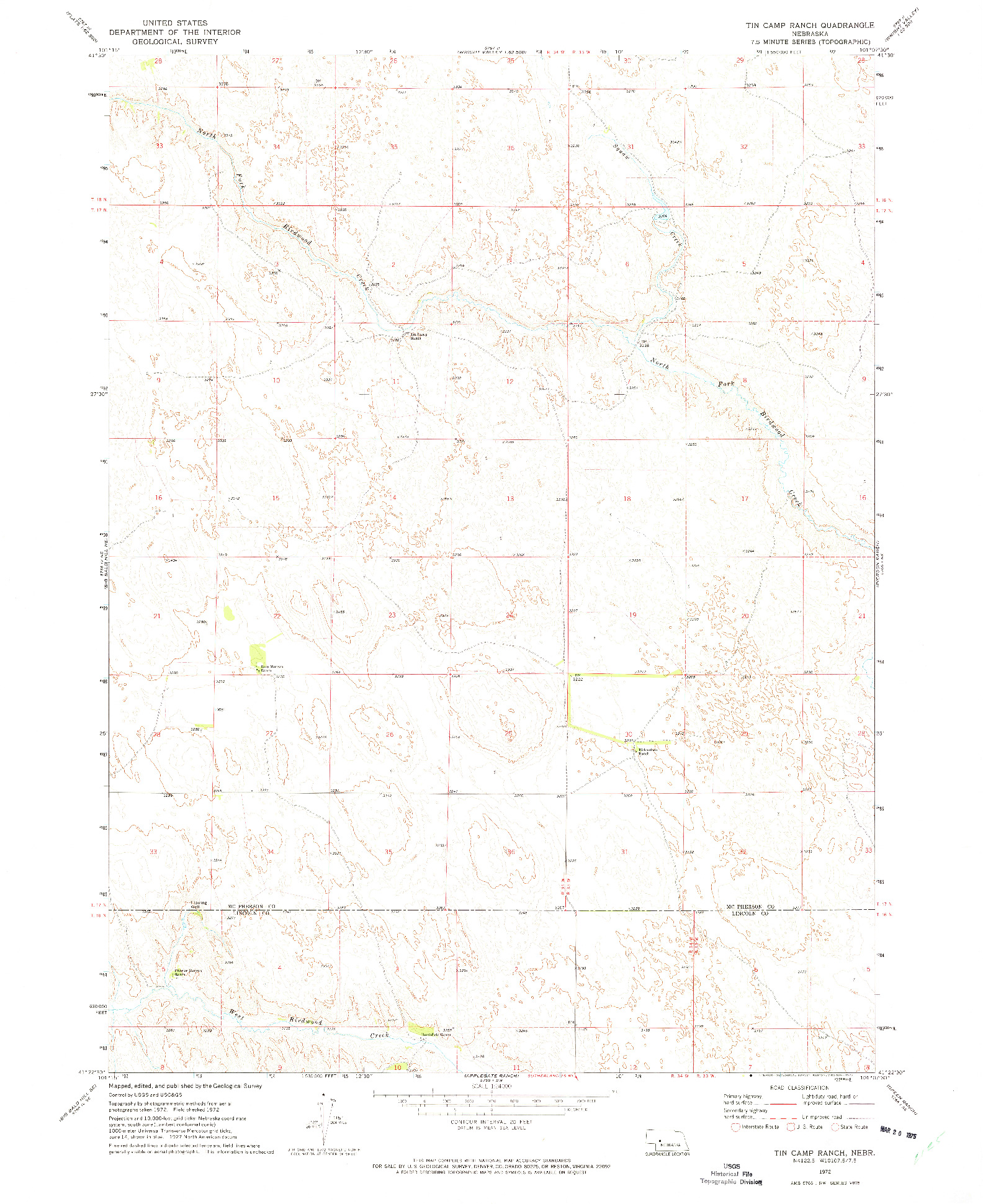 USGS 1:24000-SCALE QUADRANGLE FOR TIN CAMP RANCH, NE 1972