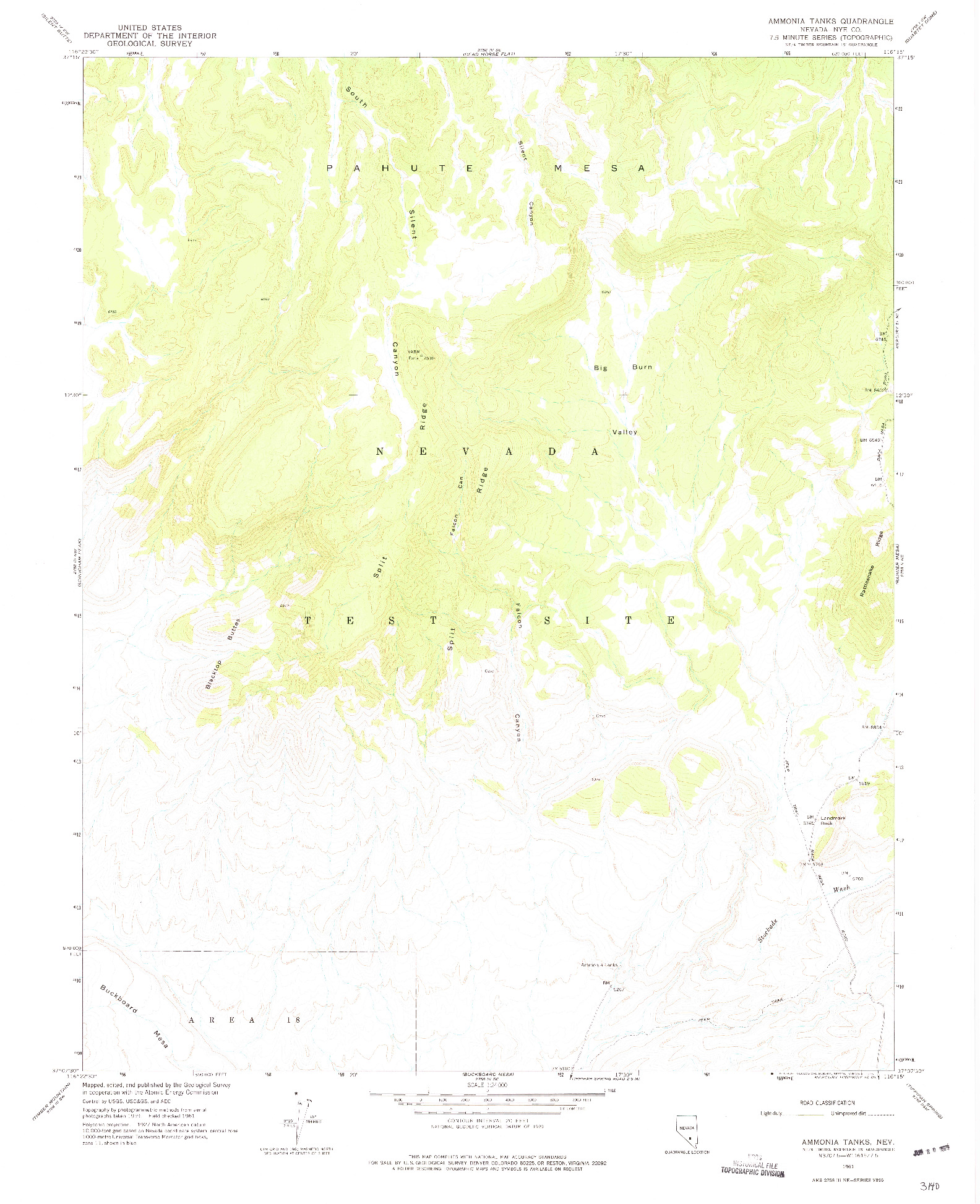 USGS 1:24000-SCALE QUADRANGLE FOR AMMONIA TANKS, NV 1961