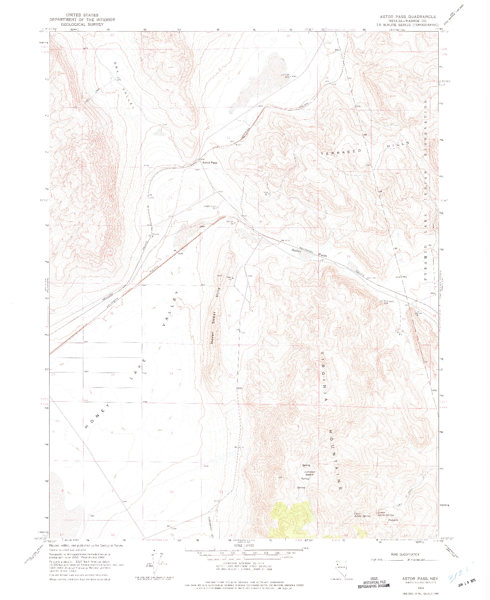 USGS 1:24000-SCALE QUADRANGLE FOR ASTOR PASS, NV 1964