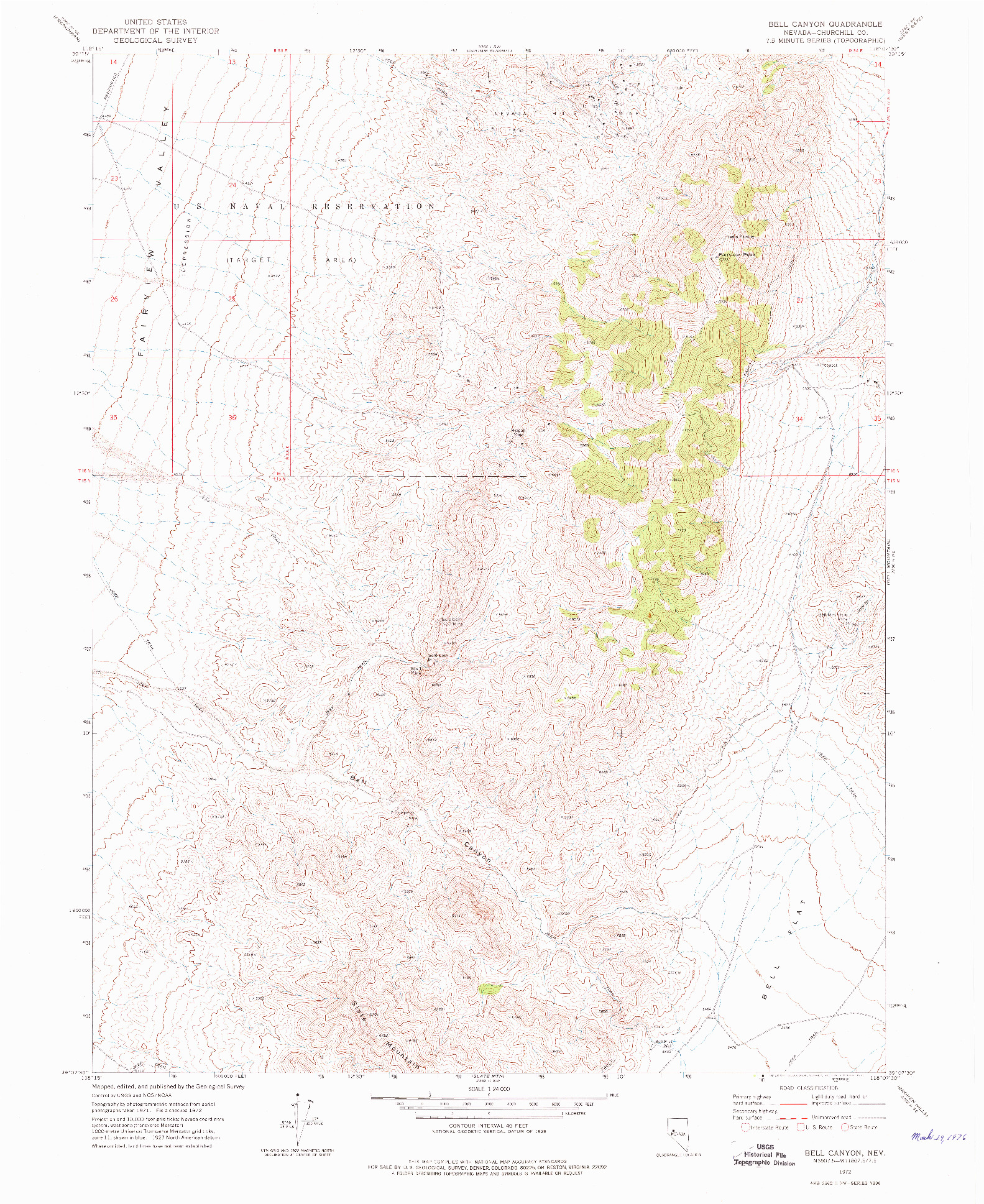 USGS 1:24000-SCALE QUADRANGLE FOR BELL CANYON, NV 1972