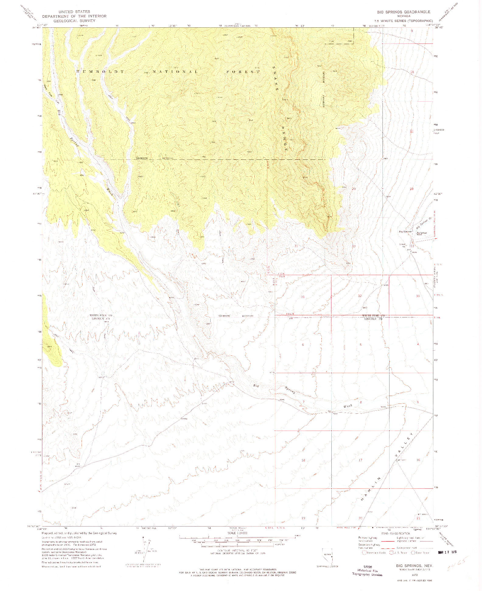 USGS 1:24000-SCALE QUADRANGLE FOR BIG SPRINGS, NV 1972