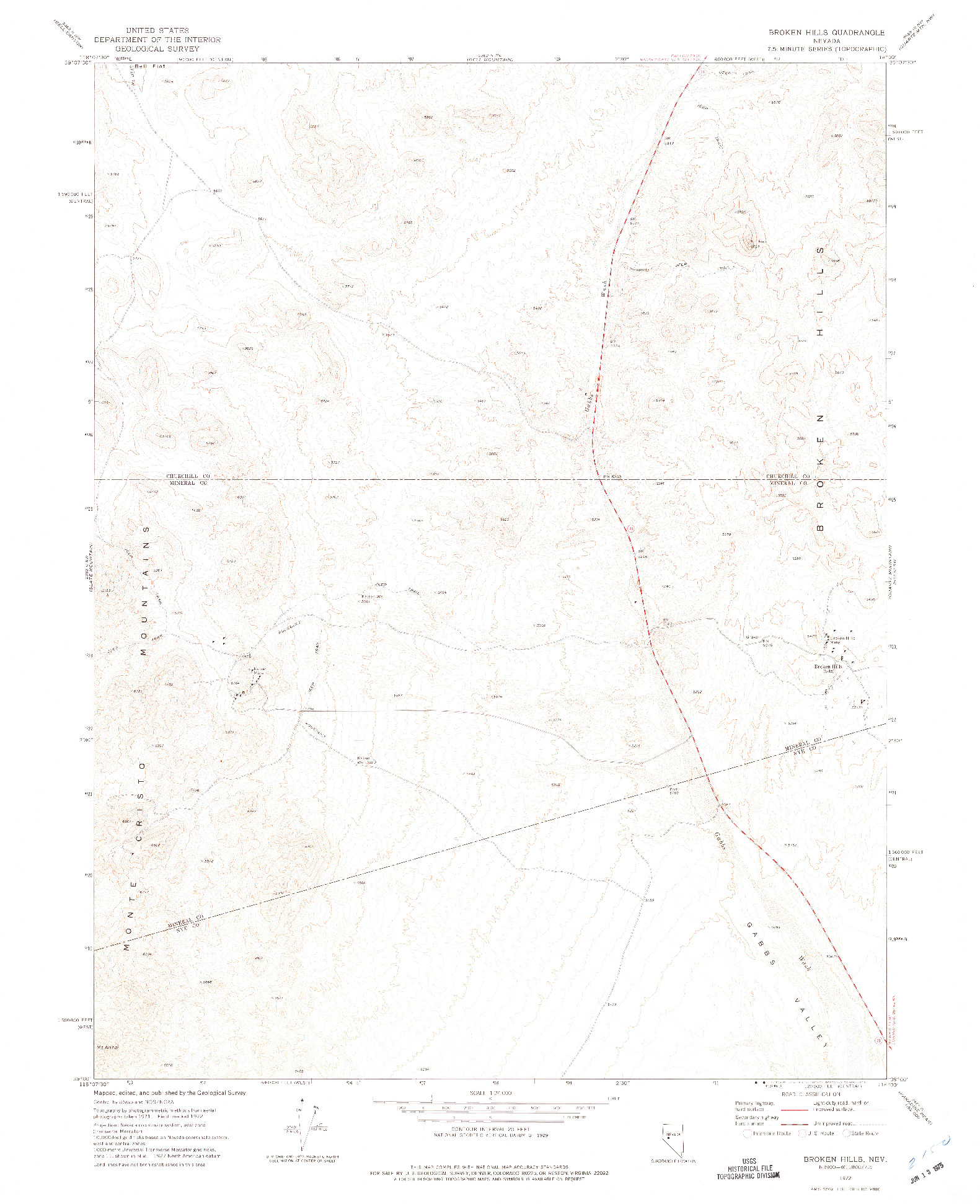 USGS 1:24000-SCALE QUADRANGLE FOR BROKEN HILLS, NV 1972