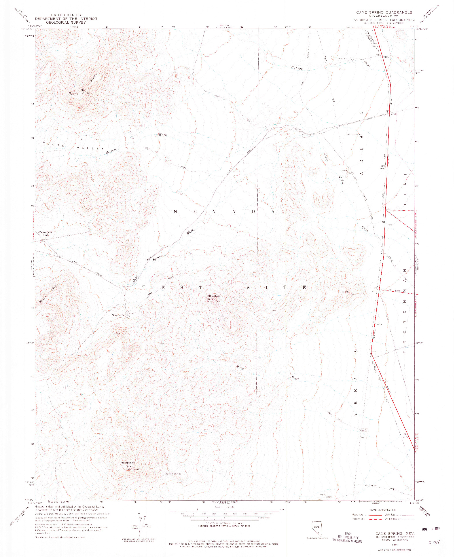 USGS 1:24000-SCALE QUADRANGLE FOR CANE SPRING, NV 1961