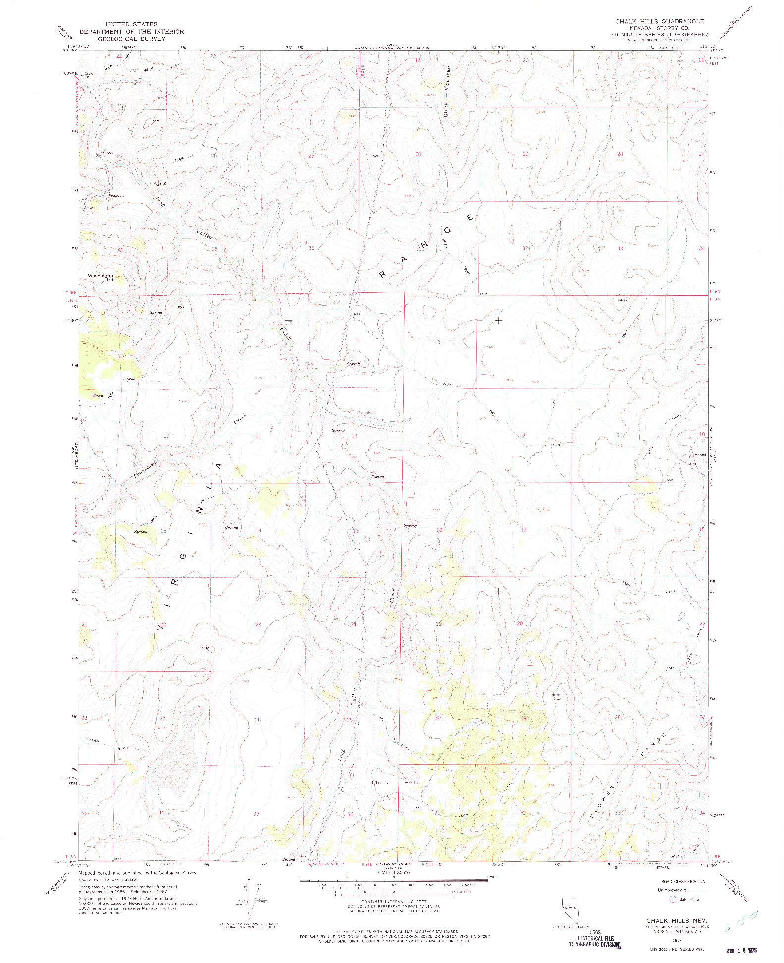 USGS 1:24000-SCALE QUADRANGLE FOR CHALK HILLS, NV 1967