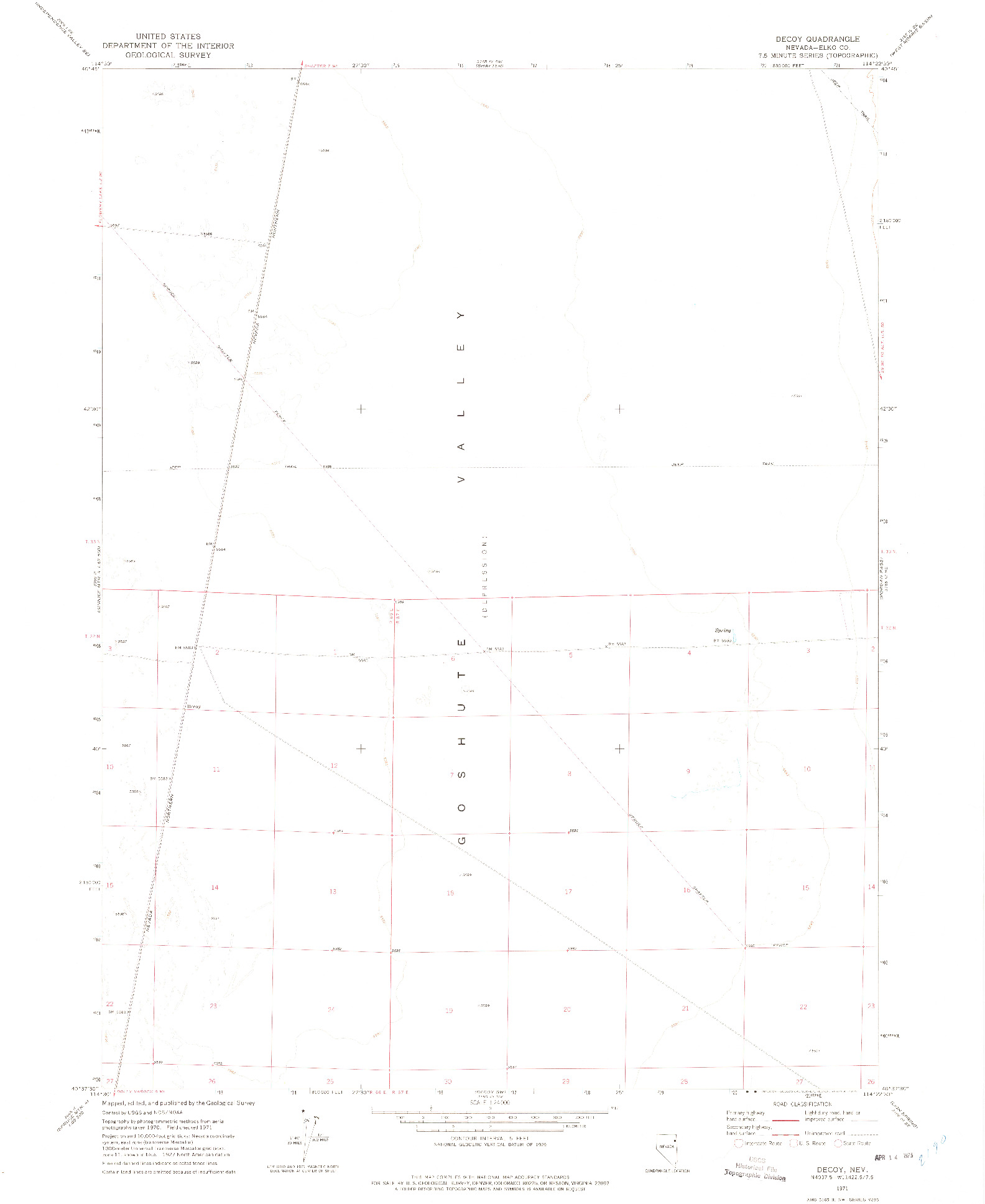 USGS 1:24000-SCALE QUADRANGLE FOR DECOY, NV 1971