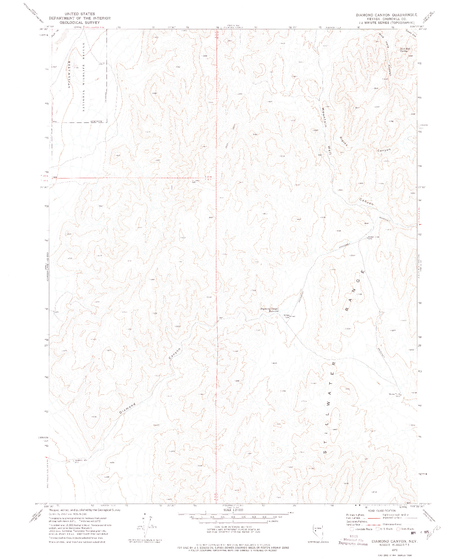 USGS 1:24000-SCALE QUADRANGLE FOR DIAMOND CANYON, NV 1972