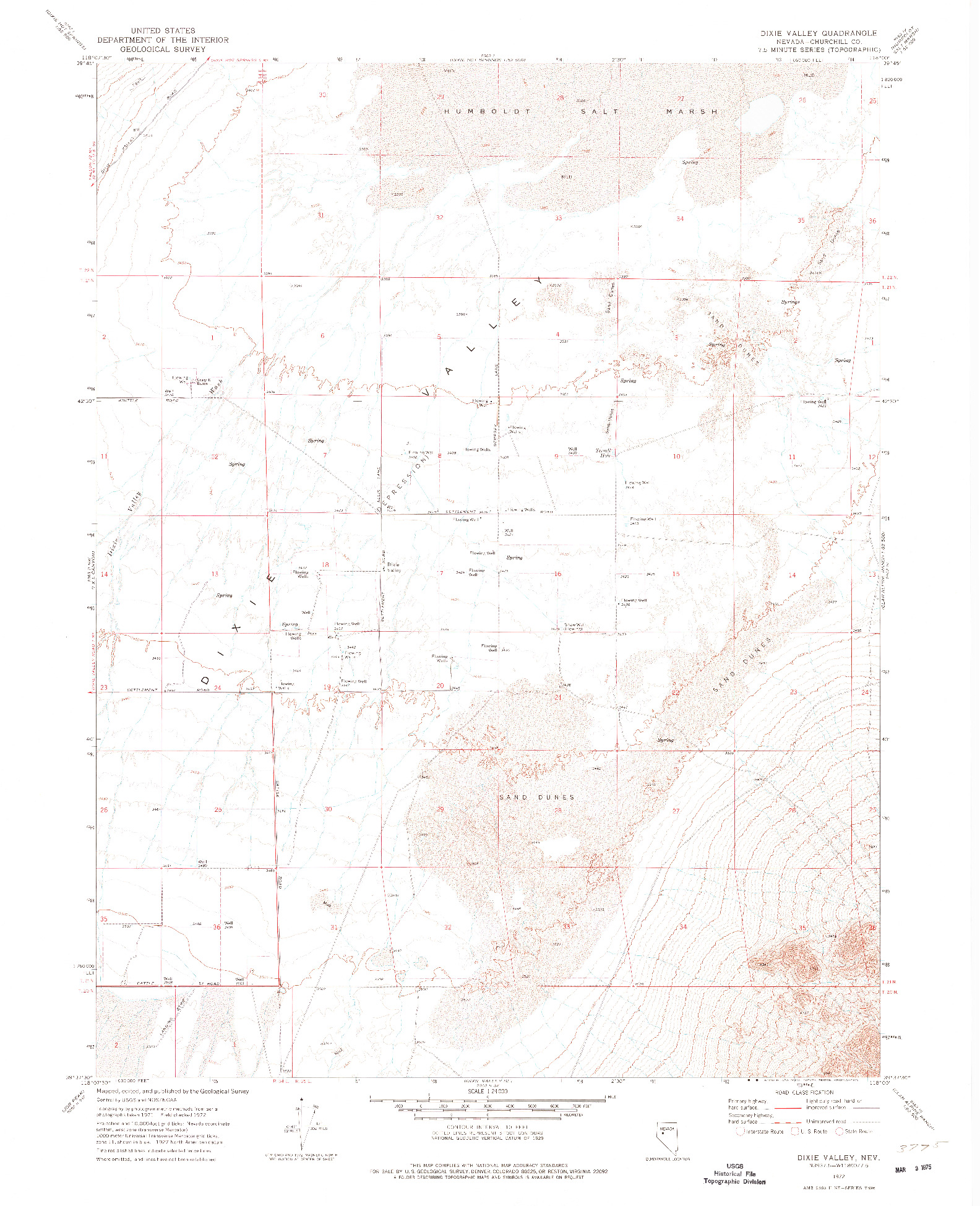 USGS 1:24000-SCALE QUADRANGLE FOR DIXIE VALLEY, NV 1972