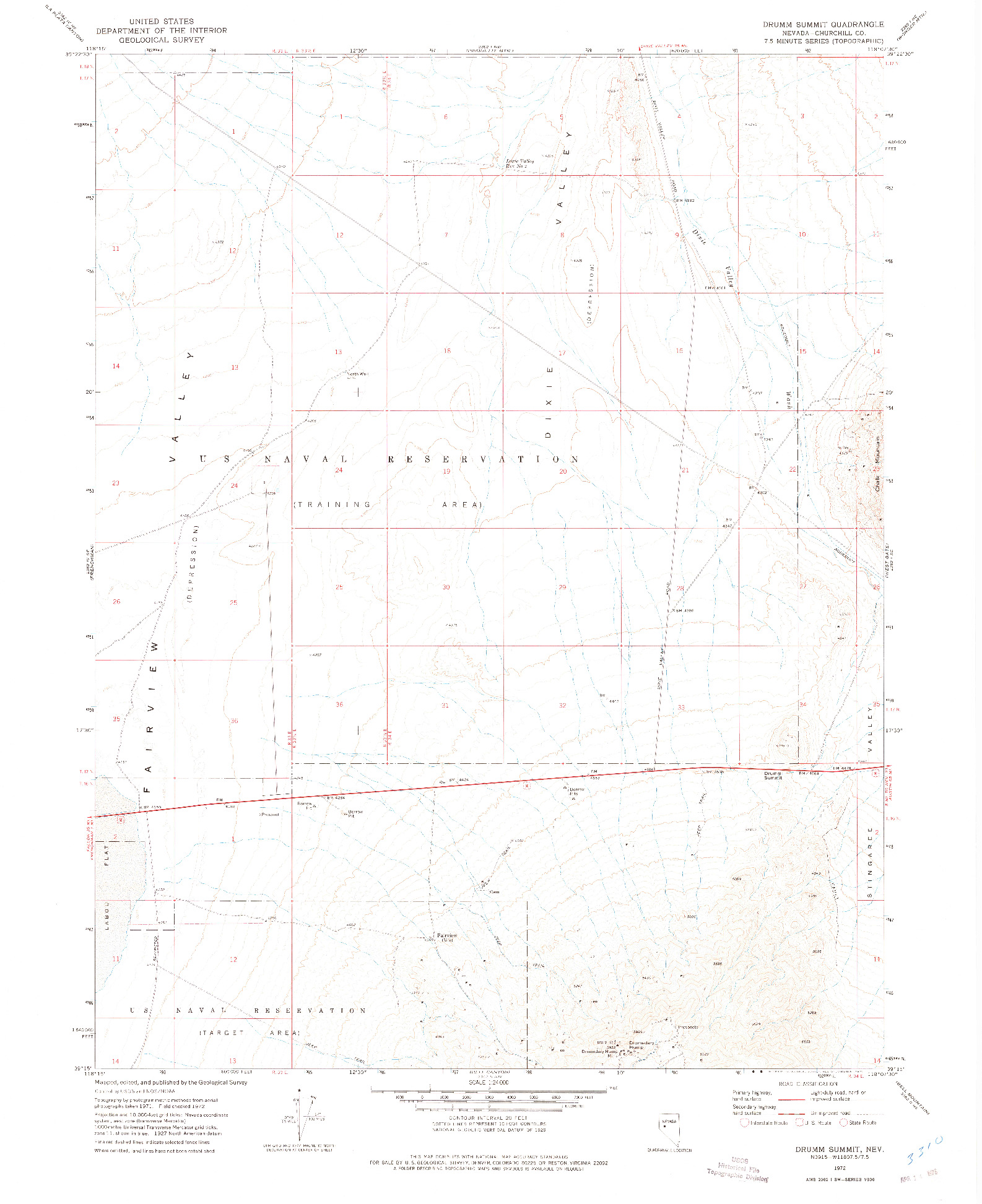 USGS 1:24000-SCALE QUADRANGLE FOR DRUMM SUMMIT, NV 1972