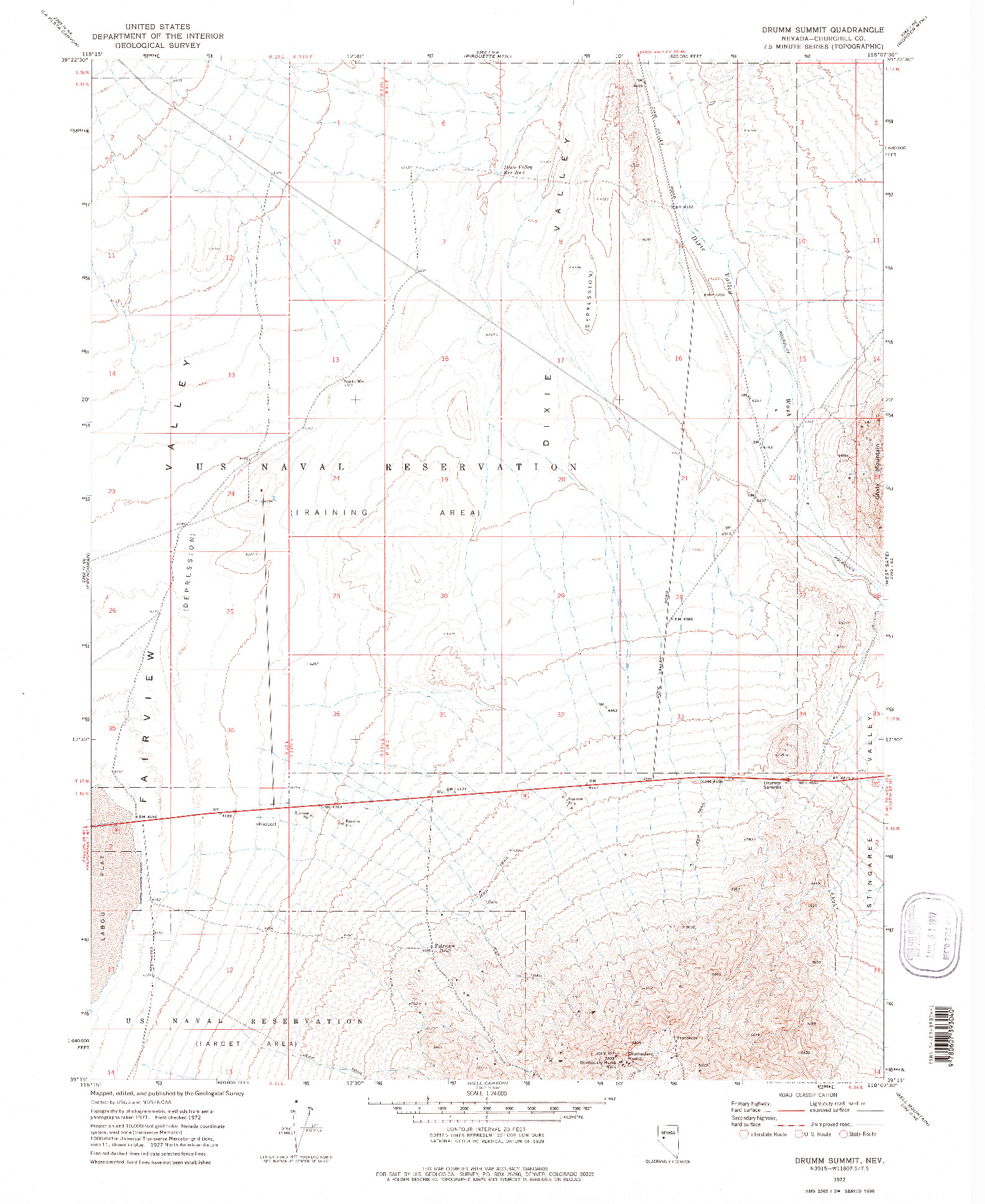 USGS 1:24000-SCALE QUADRANGLE FOR DRUMM SUMMIT, NV 1972