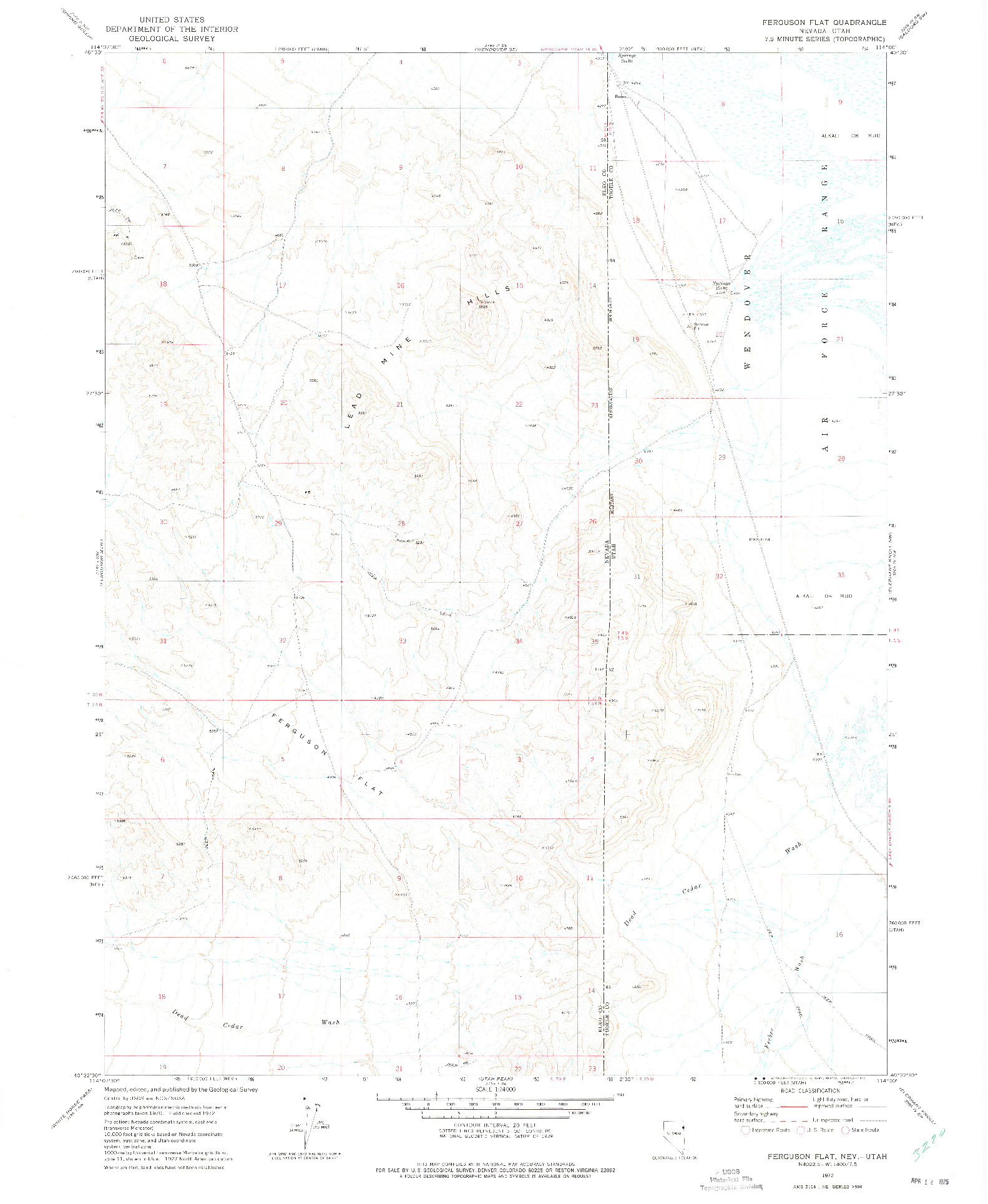 USGS 1:24000-SCALE QUADRANGLE FOR FERGUSON FLAT, NV 1972