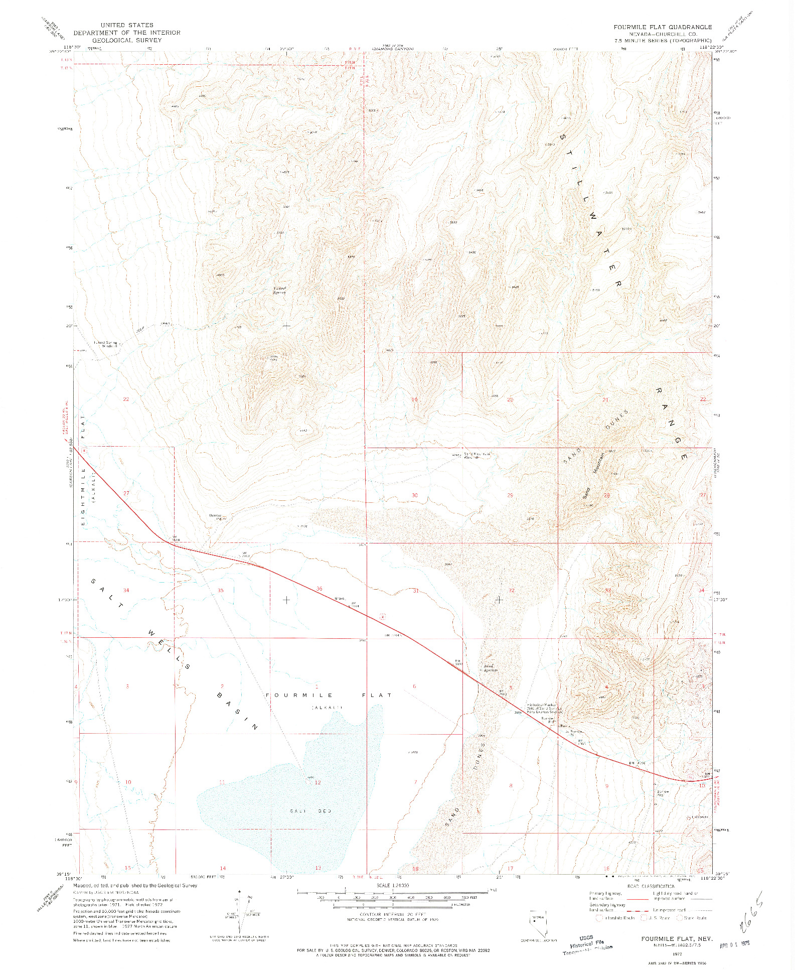 USGS 1:24000-SCALE QUADRANGLE FOR FOURMILE FLAT, NV 1972